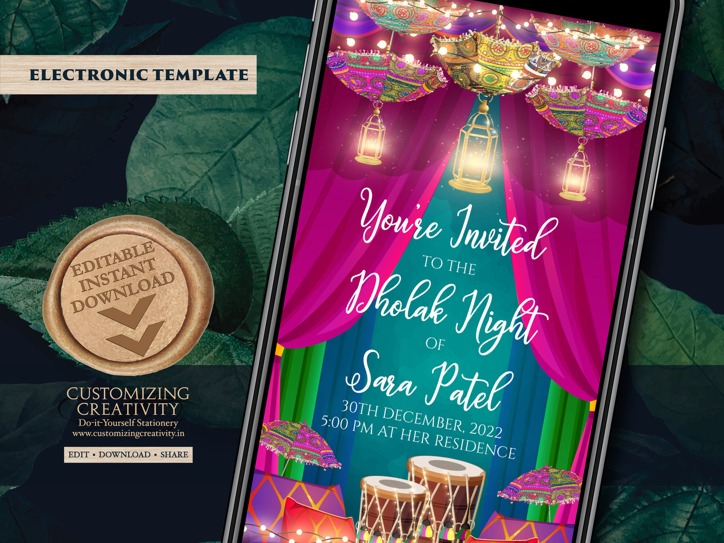 Dholki invitations as Dholki invites, Dholak invitation & Dholak Invite Digital as Dholak night invitations, Pakistani Dholki invite Digital