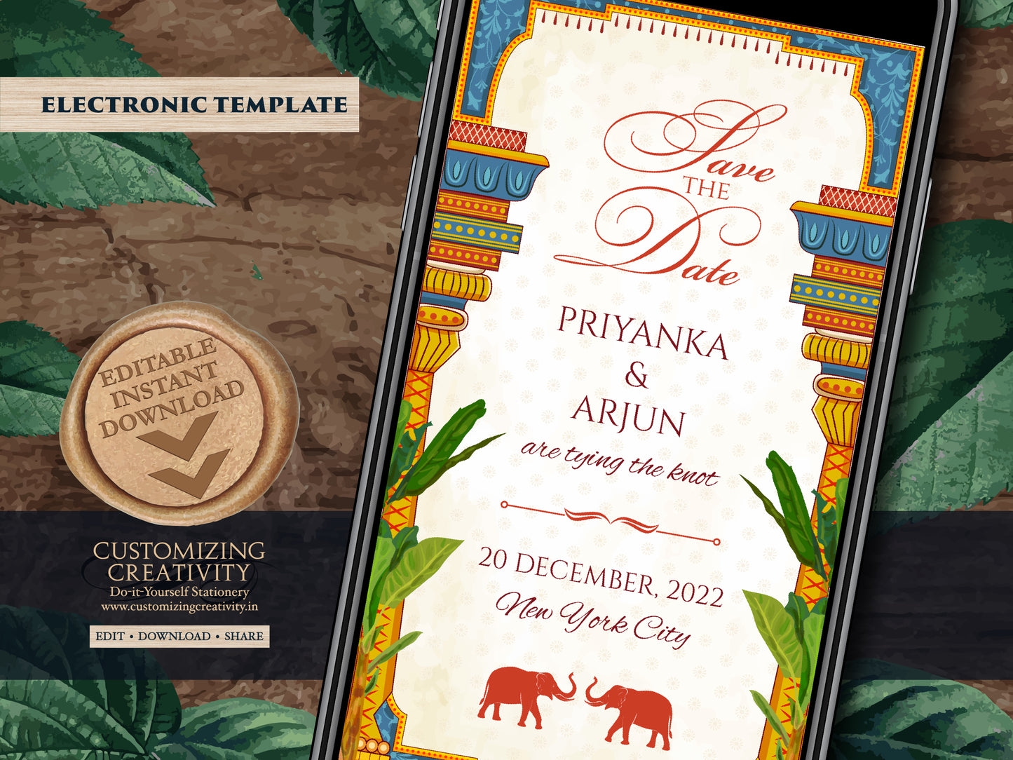 South Indian Wedding Save the date as Digital Save the date Tamil Wedding, Kalyanam Save the dates Hindu & South Indian Save the Date Telugu