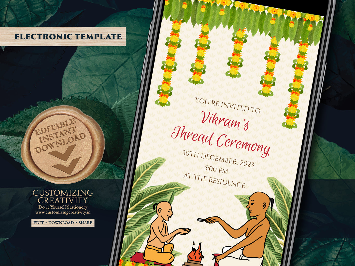 Yagnopavith cards & Thread Ceremony cards, Upanayanam invites as Thread Ceremony invitations, Upanaynam invitation as Yagnopavith invites