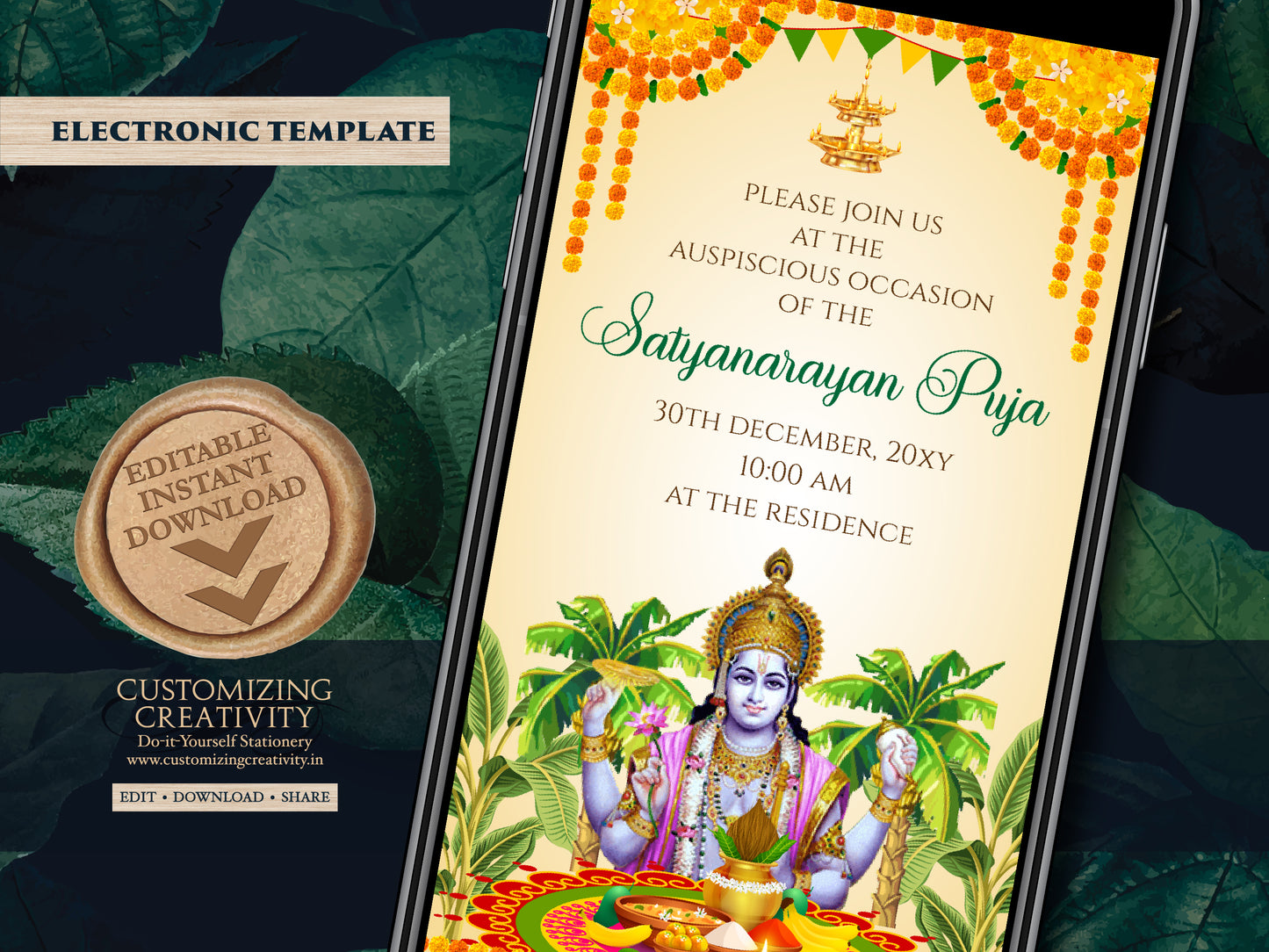 Satya Narayan katha invitation Satyanarayan pooja invitation Indian, Satyanarayan invitation Indian puja invite, & Satyanarayan katha invite
