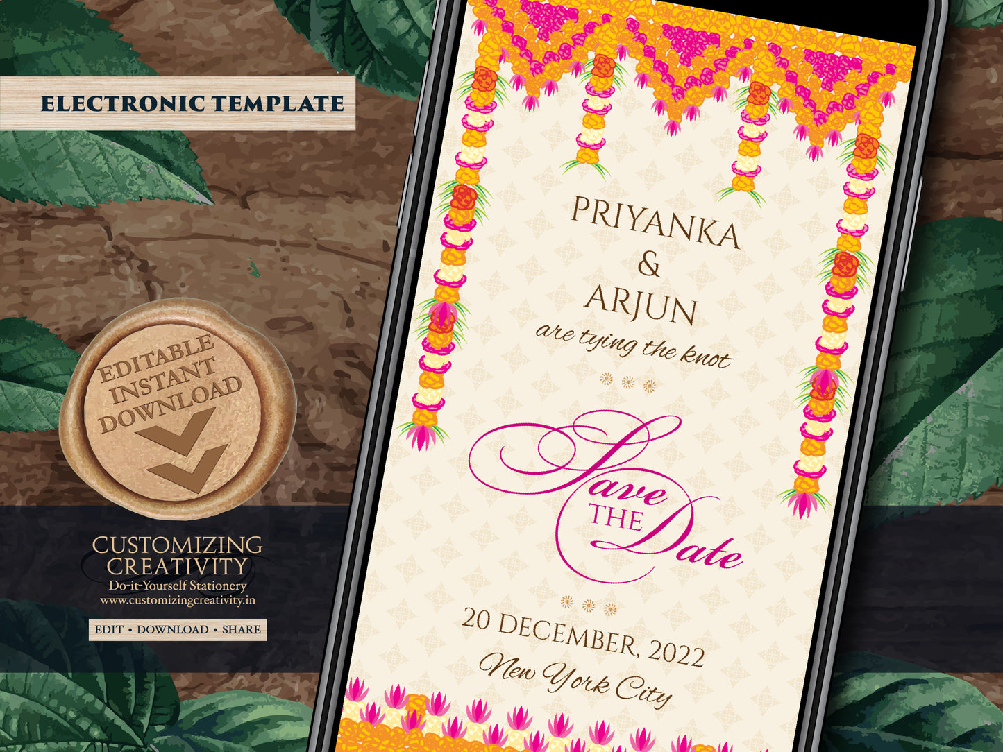 Indian Save the date Digital as Hindu Wedding Save the dates, Royal Save the date Traditional & Whats App Wedding Save the Date Electronic