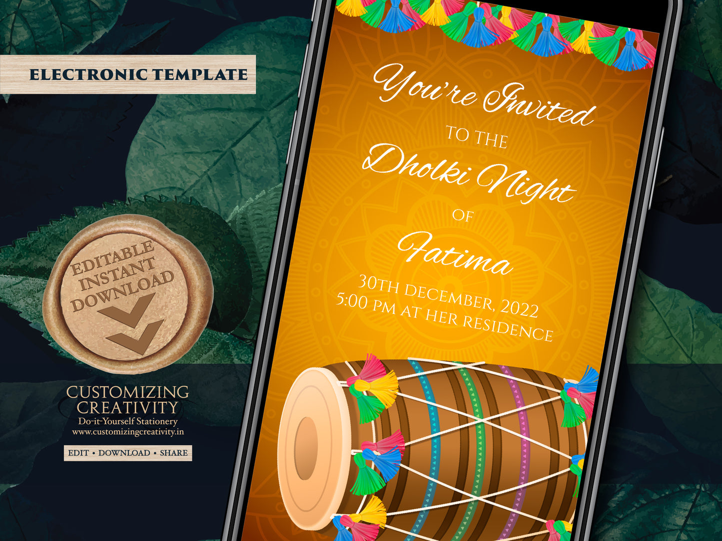 Dholak night invitations Muslim, Pakistani Dholak invite electronic as Muslim Dholki invitations, Dholak invitation & Dholki Invites Digital