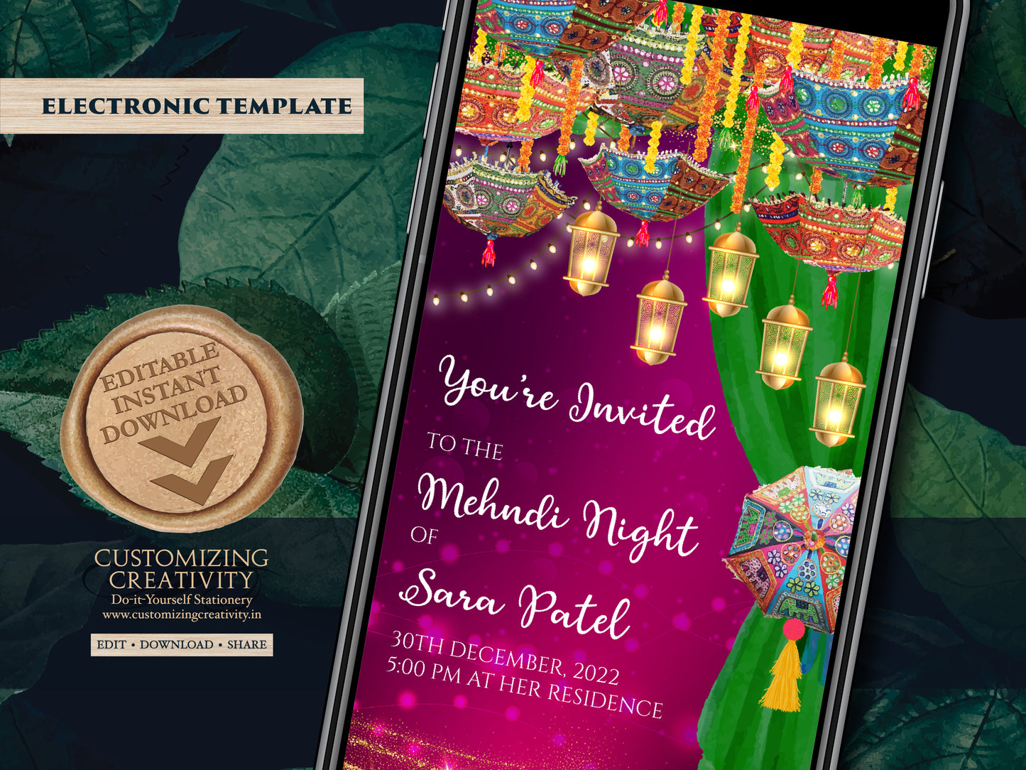 Dholki invites as Dholki invitation, Digital Mehndi invite as Mehndi invitation digital, Mehndi cards, Mehendi Invite as Mendhi Night invite