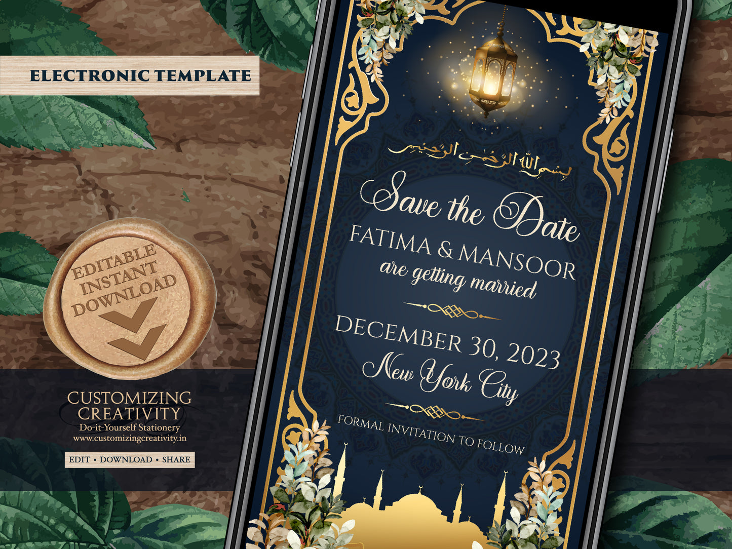 Nikkah Save the dates as Muslim Save the Date digital, Nikah Save the date Muslim as Digital Nikah invites, Islamic Save the date Pakistani