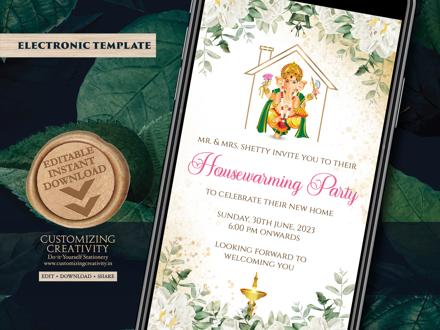 Housewarming party invites & Ganesh invitations, Indian Housewarming invites as Ganesha invites as New home invites Housewarming invitations
