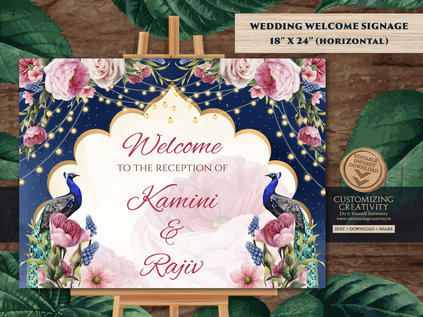 Indian Reception sign as Peacock Welcome sign, Reception Welcome Signs as Indian Wedding Welcome Sign, Indian Wedding sign as Reception sign