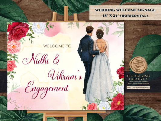 Engagement Welcome sign, Roka Ceremony sign & Punjabi Engagement Signs, Ring Ceremony Welcome Signs as Welcome Engagement sign, Rokha signs