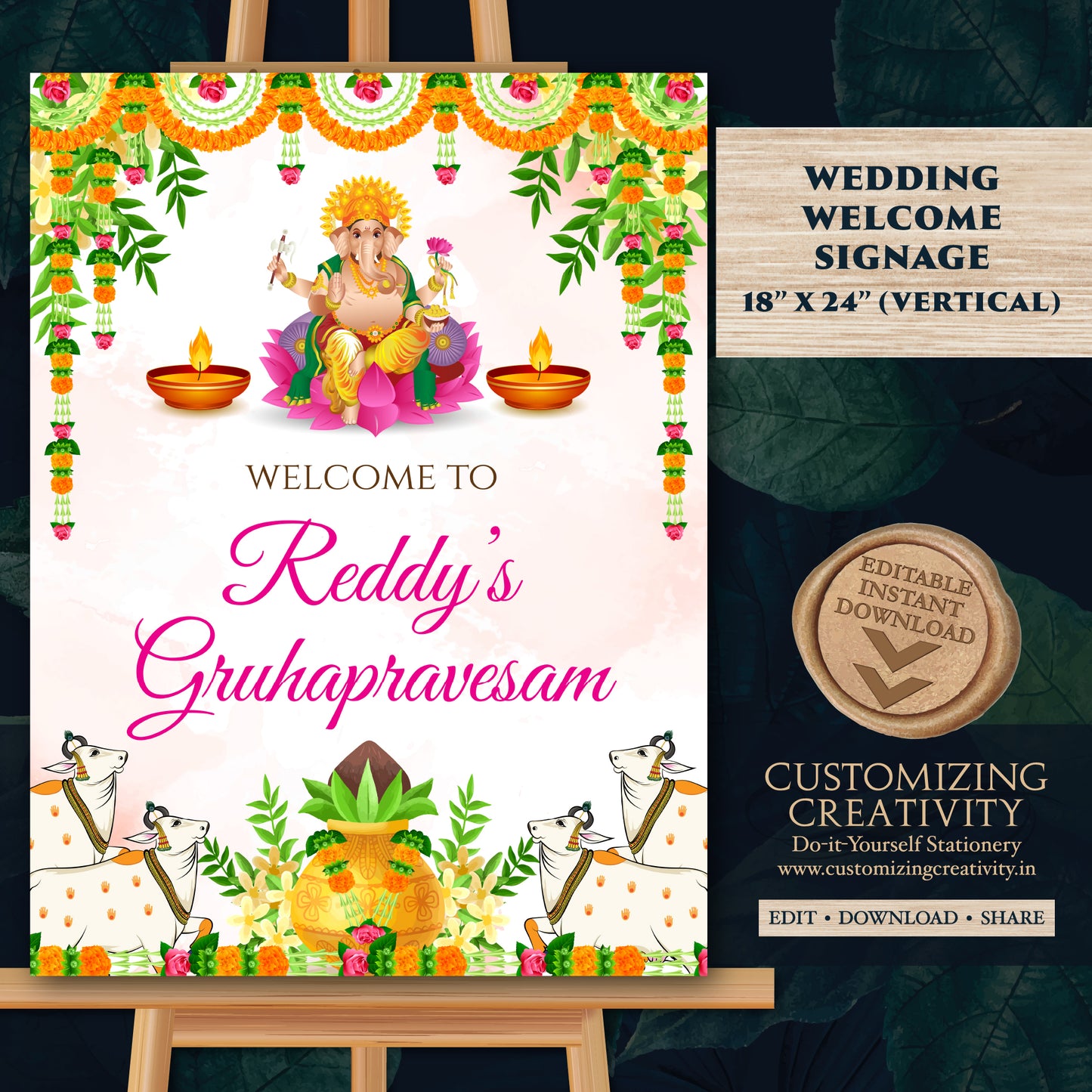 Grihapravesh Welcome signs Indian Housewarming sign, Gruhapravesam Welcome sign & Gruhapravesam signs, Indian Housewarming welcome signs
