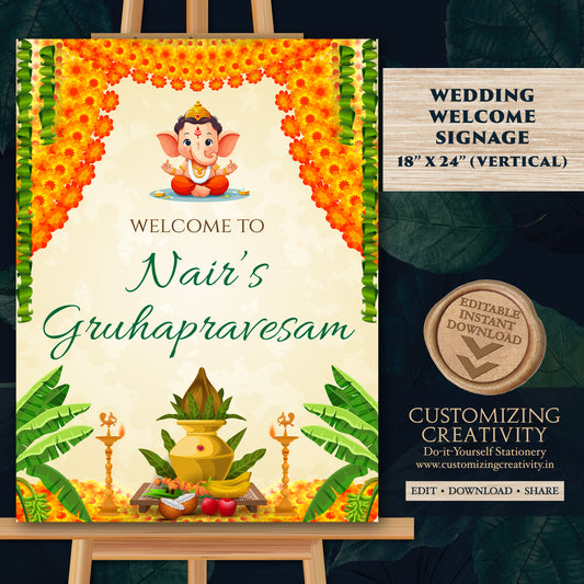 Indian Housewarming welcome signs Gruhapravesham signs, Grihapravesh Welcome signs & Indian Housewarming sign, Gruhapravesam Welcome sign
