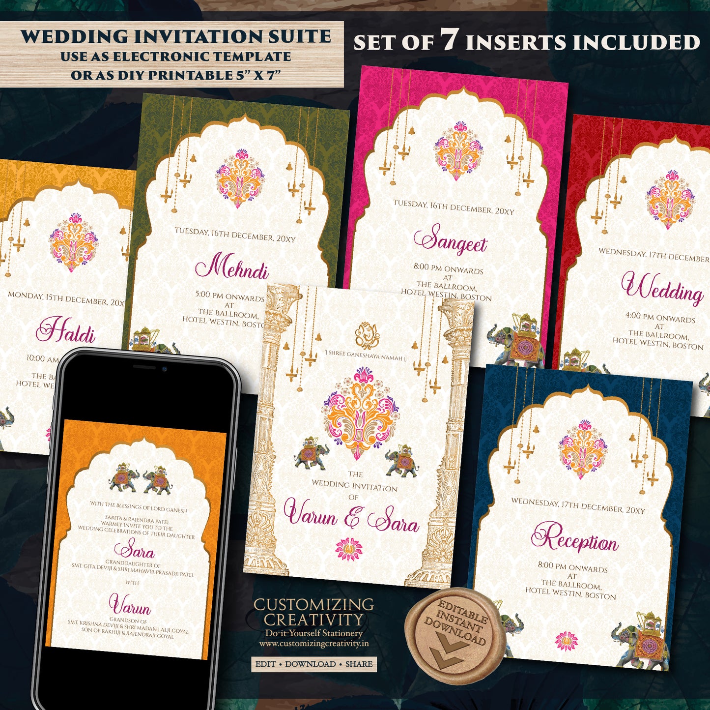 Digital Hindu Wedding card Indian Wedding invitation, Indian wedding invite & Gujarati Kankotri, Hindu invitation as Hindu wedding invite