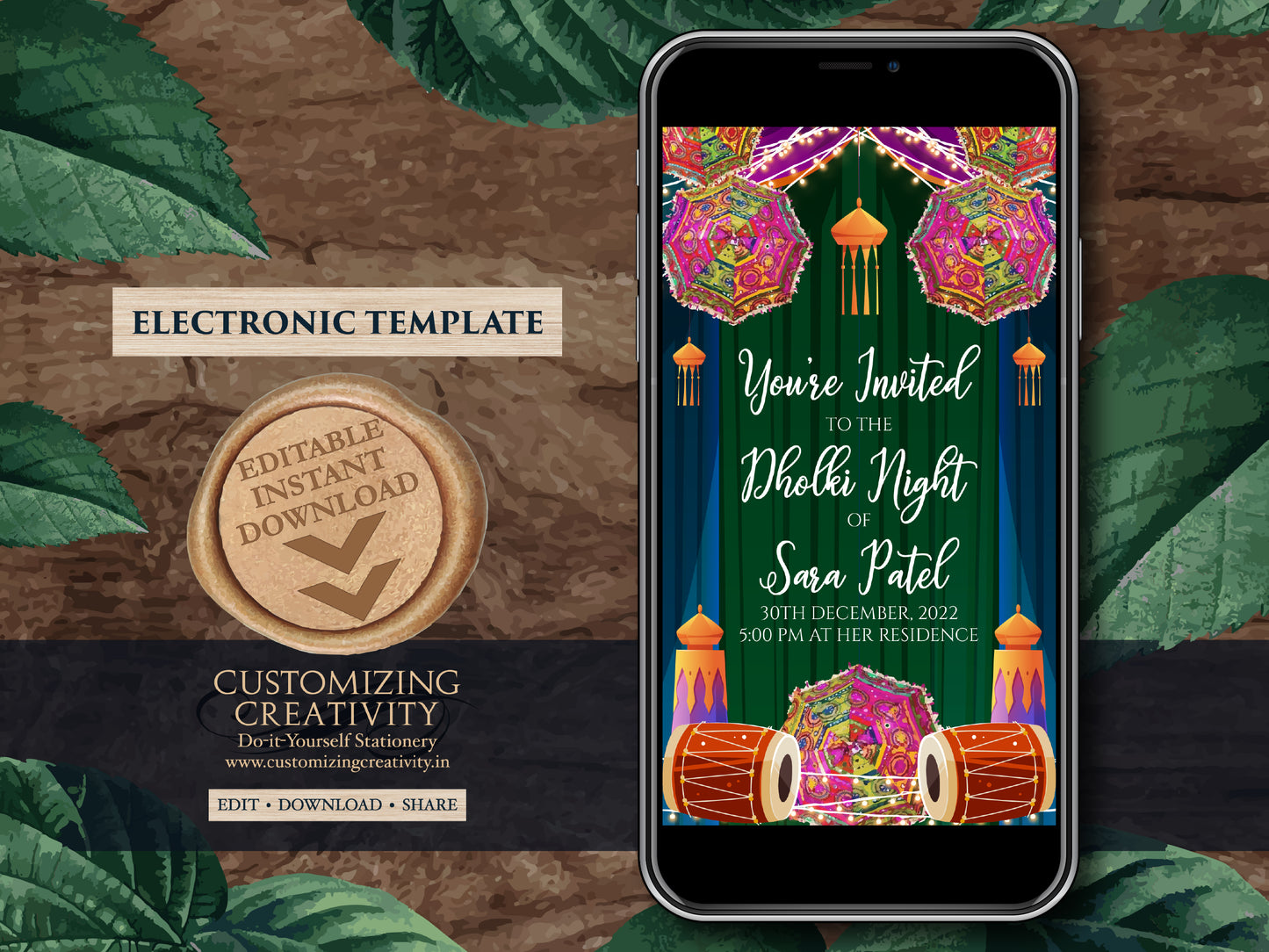 Dholak invitation & Dholak Invite Digital as Dholak night invitations, Dholki invitations as Dholki invites, Pakistani Dholki invite Digital