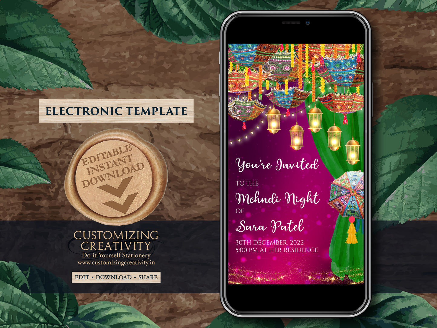Dholki invites as Dholki invitation, Digital Mehndi invite as Mehndi invitation digital, Mehndi cards, Mehendi Invite as Mendhi Night invite