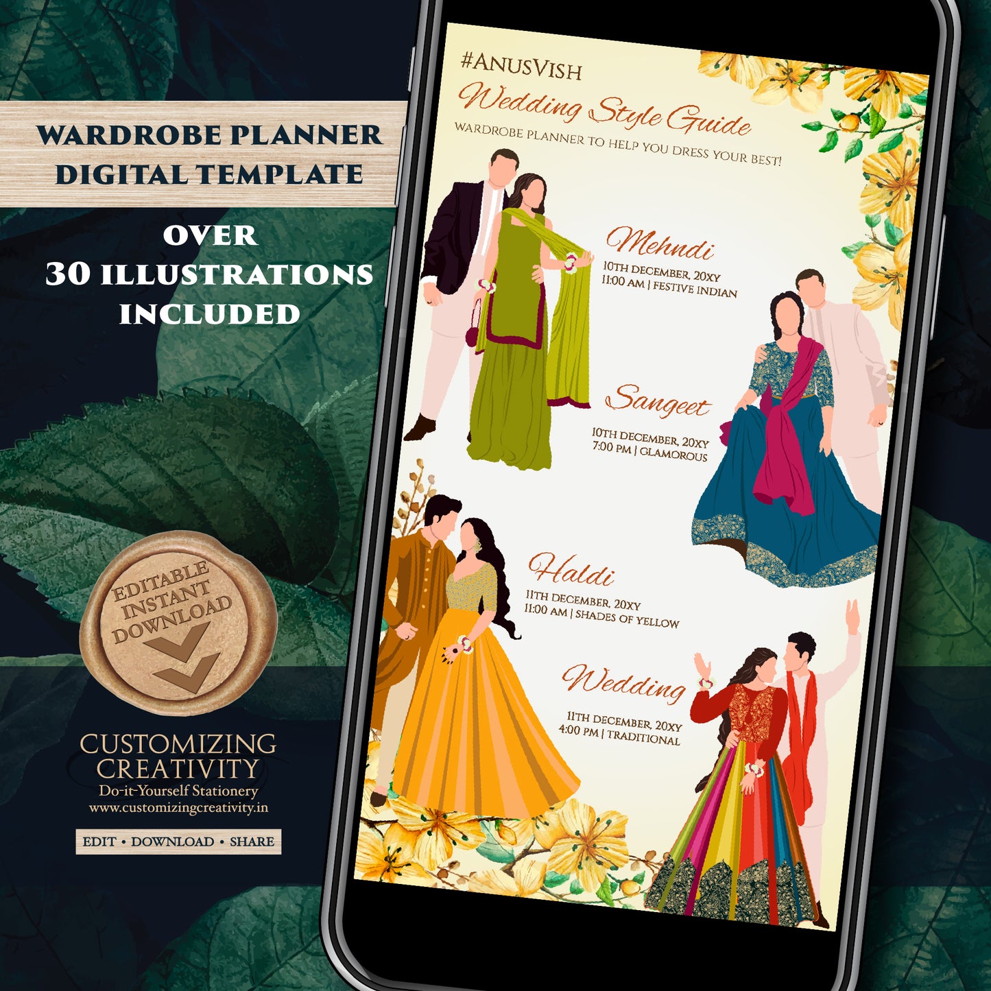 Indian Wedding Program Hindu Wedding Wardrobe Planner, Indian wedding itinerary as Digital Indian wedding Timeline & Hindu Wedding Program