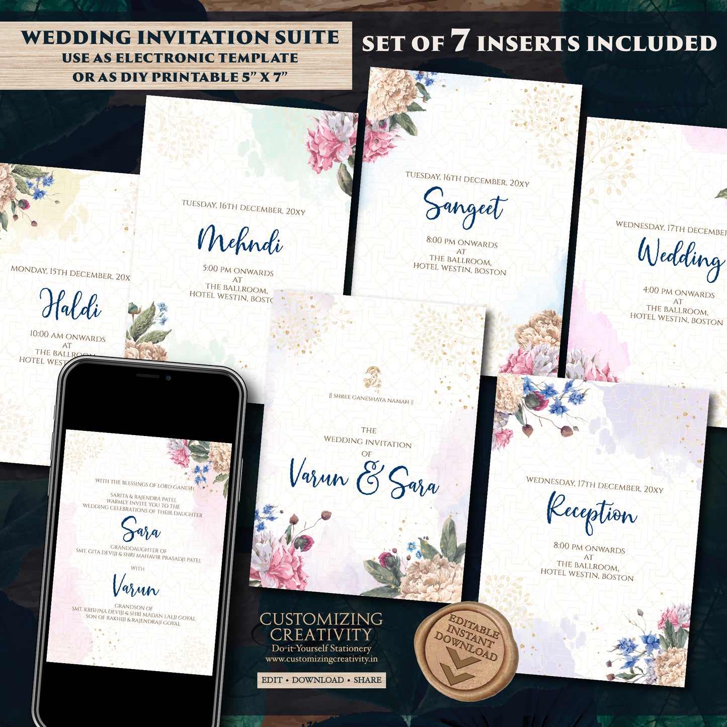 Indian wedding invitations Hindu Wedding card, Indian wedding card as Hindu wedding invitation, Indian wedding invite & Hindu wedding invite