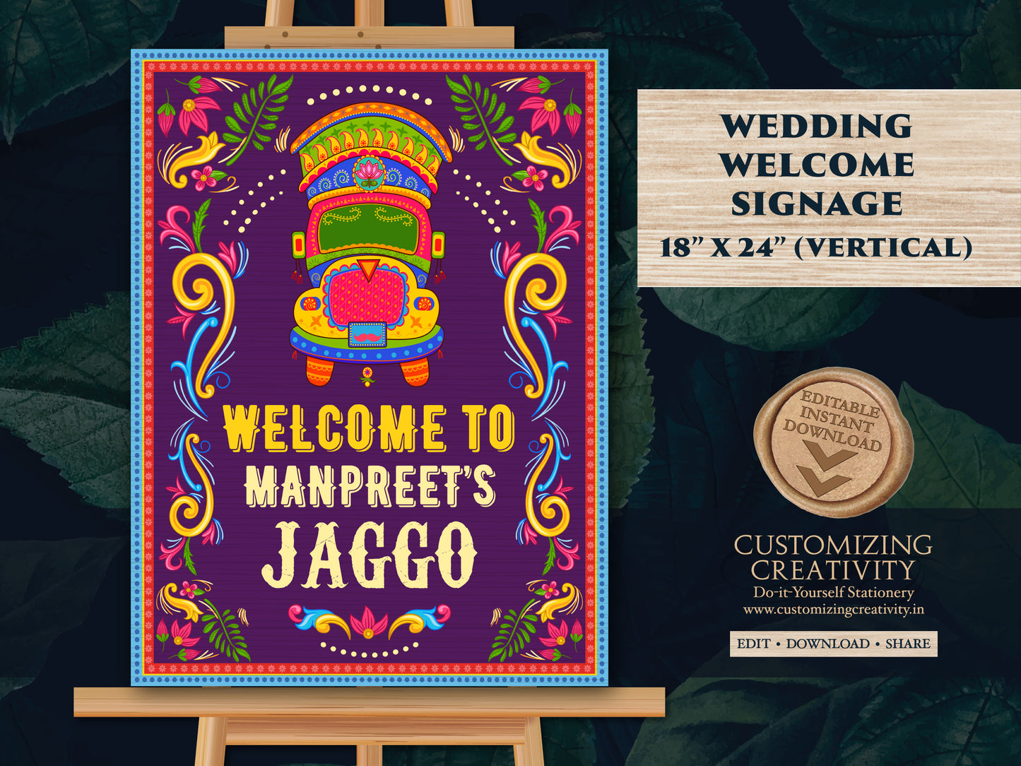 Jaggo Welcome Signs as Punjabi Art sign decor, Jaggo signs Indian Truck Art signage as Bollywood Poster sign, Jago sign as Bollywood signs