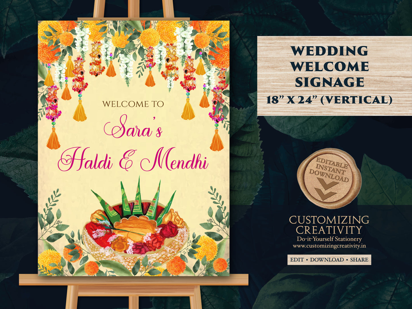 Haldi Welcome Signs & Mehndi decor signs, Haldi decoration, Mehndi posters as Welcome to Haldi Sign, Mehndi Welcome sign as Mehendi signs