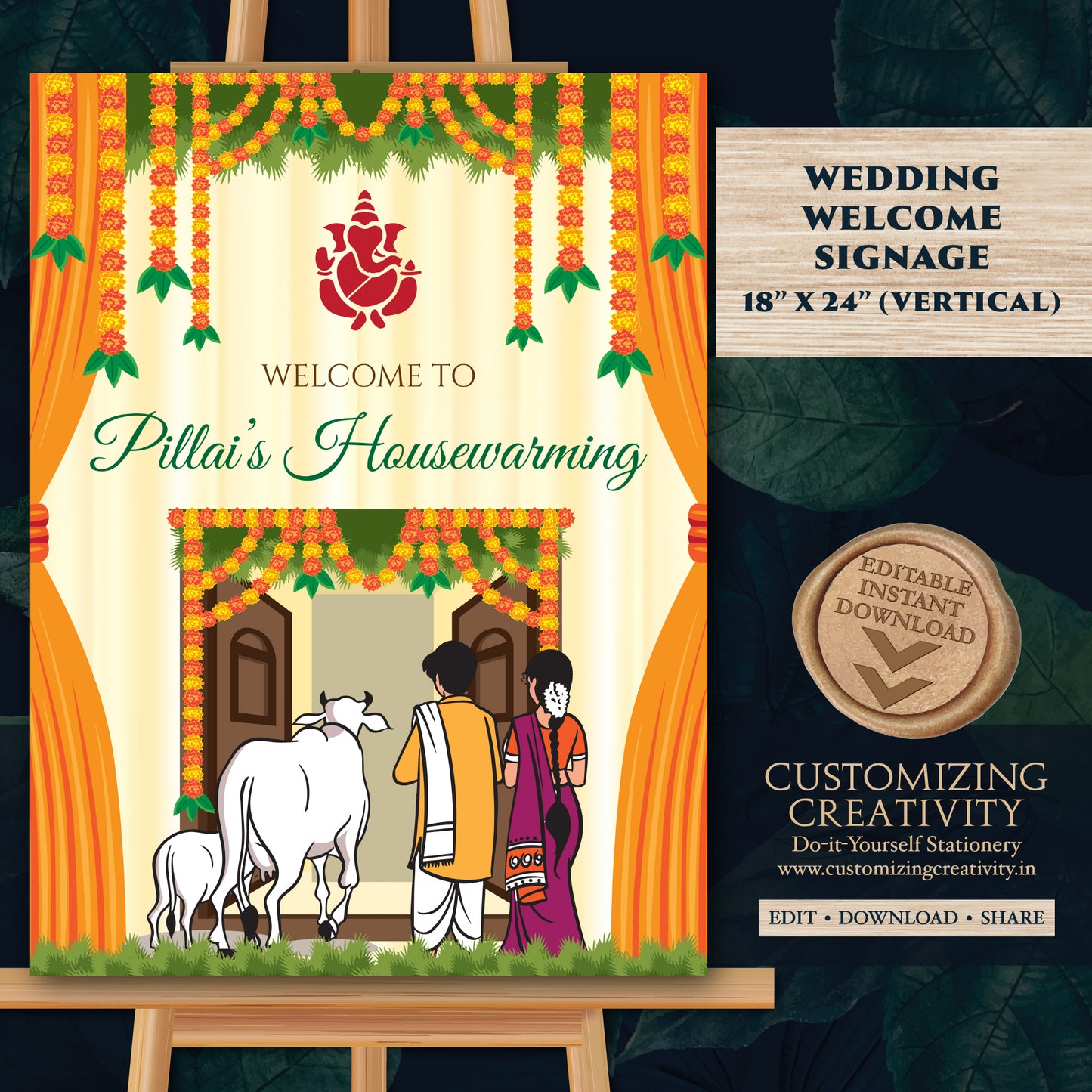 Indian housewarming welcome board Housewarming poster, Indian Housewarming welcome sign & Gruhapravesham sign, Grihapravesh welcome sign