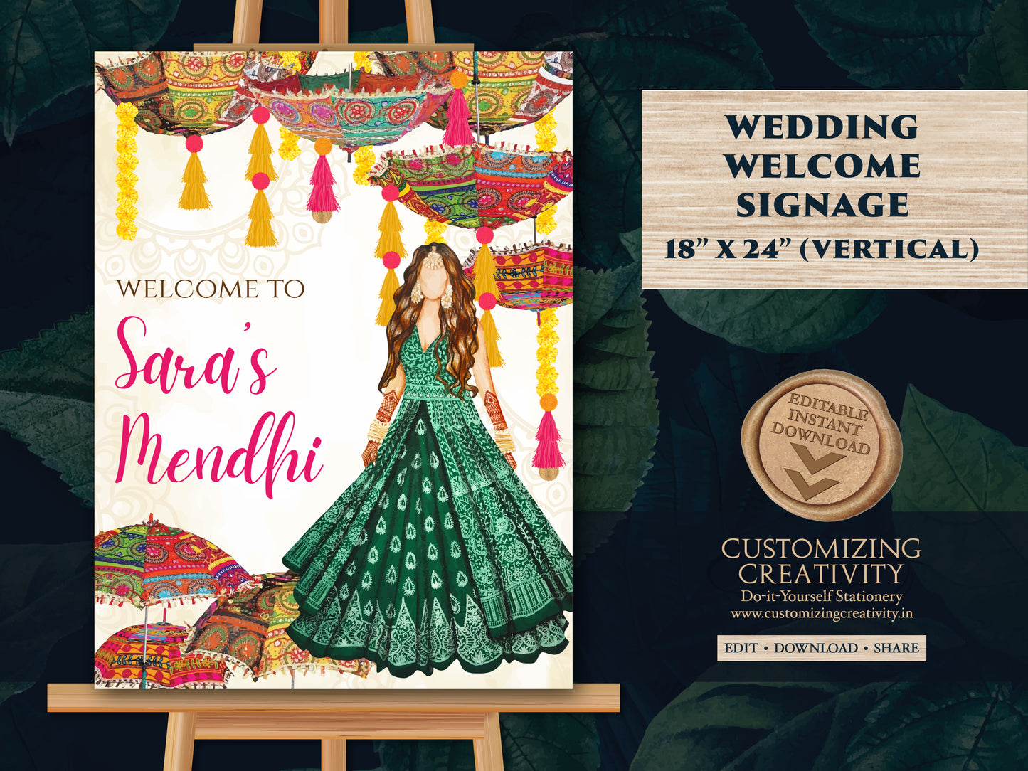 Mehndi Welcome signs & Mendhi decor sign Umbrella, Mehndi Signs as Mehndi poster, Mendhi Umbrella Desi decor as Mehendi signs, Mendhi signs
