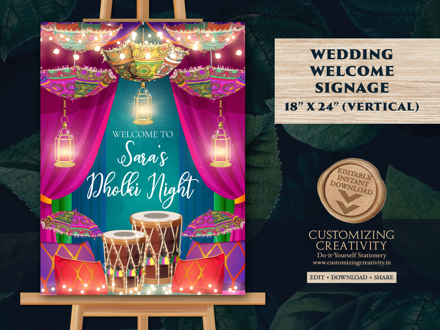 Dholki Welcome Signs as Dholak Welcome signs, Muslim Dholki Decor signs & Dholki Night Signs, Dholak Night signs as Punjabi Dholki signs