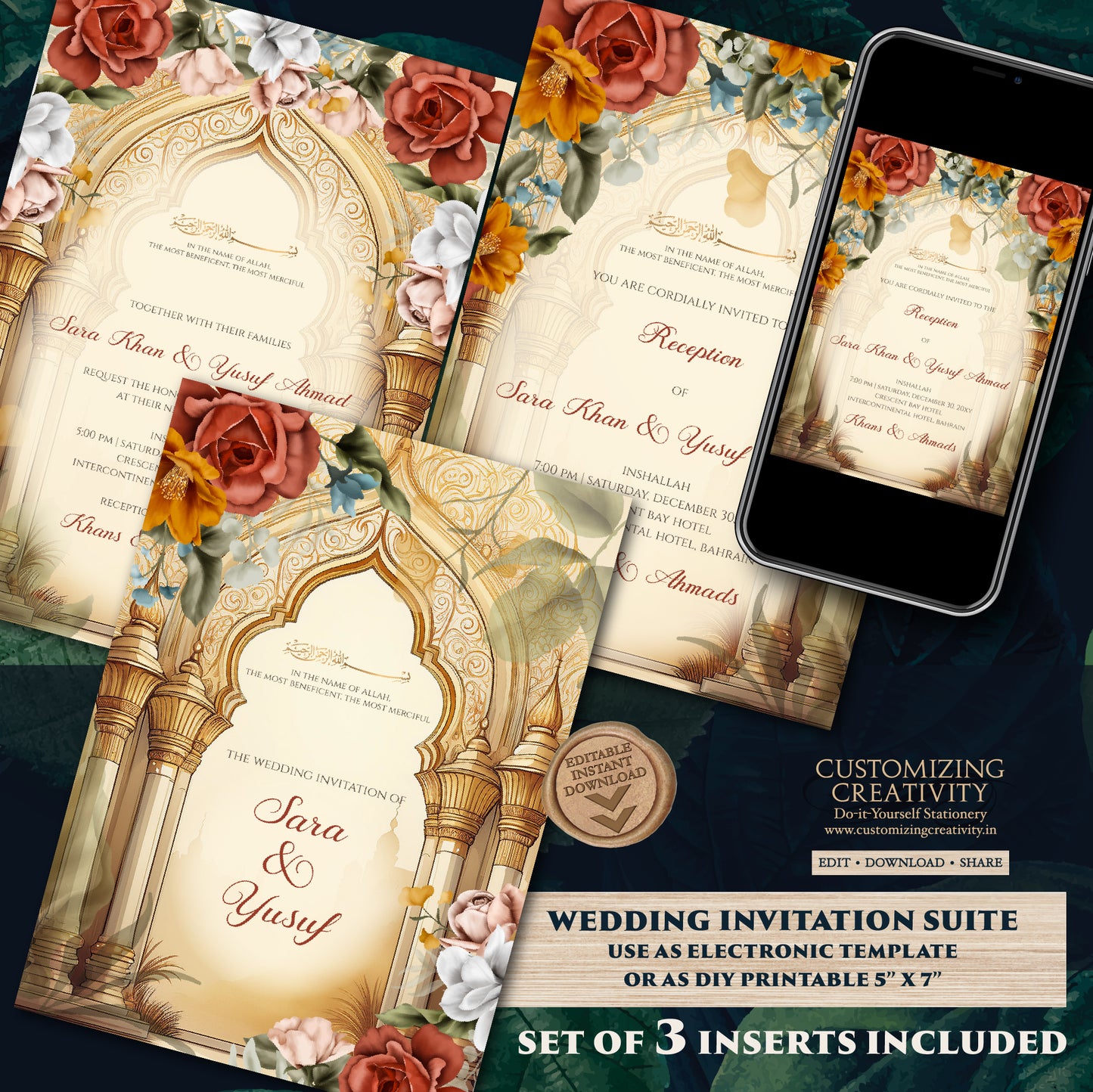 Digital Nikkah invitations Muslim wedding Invites, Digital Islamic Wedding Invitations & Muslim wedding cards as Digital Nikkah invites