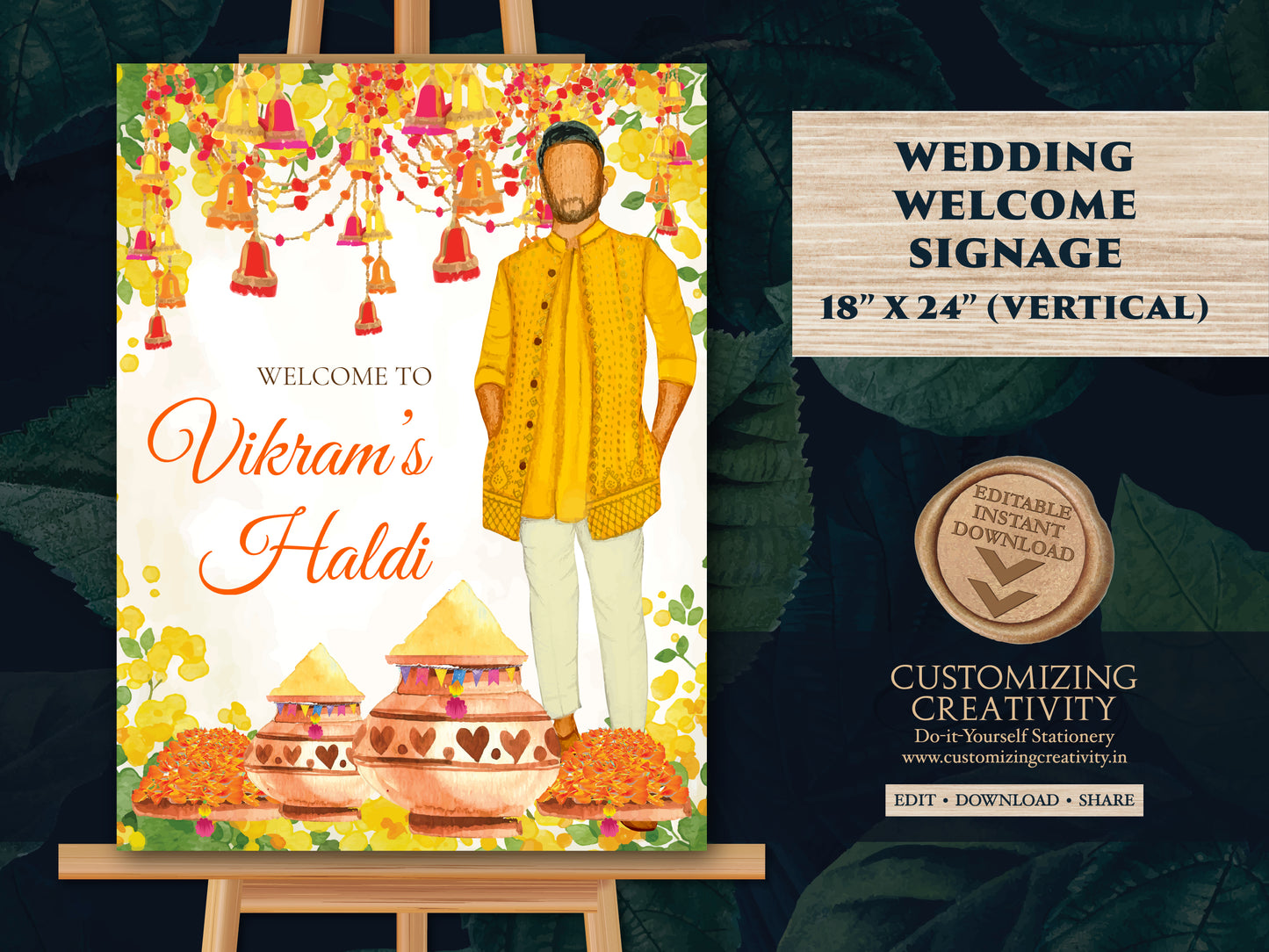 Boy Haldi posters & Groom Haldi signs, Welcome to Haldi Sign for boy as Haldi Welcome Signs Boy, Haldi decoration as Haldi decor signs Groom