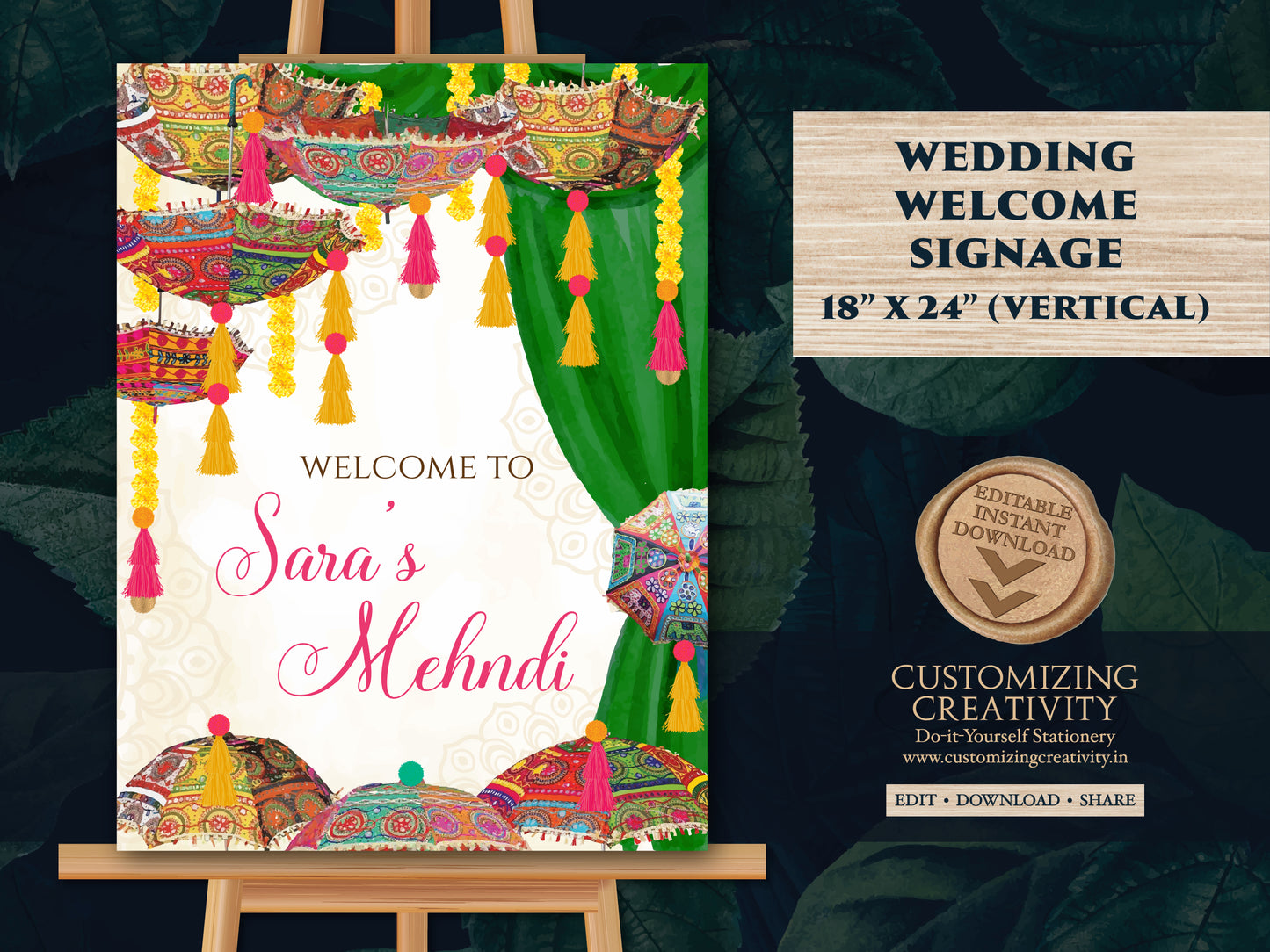 Mendhi Welcome signs & Mehndi decor sign Umbrella, Mendhi Signs as Mehndi poster, Mehndi Umbrella Desi decor as Mehendi signs, Mehndi signs