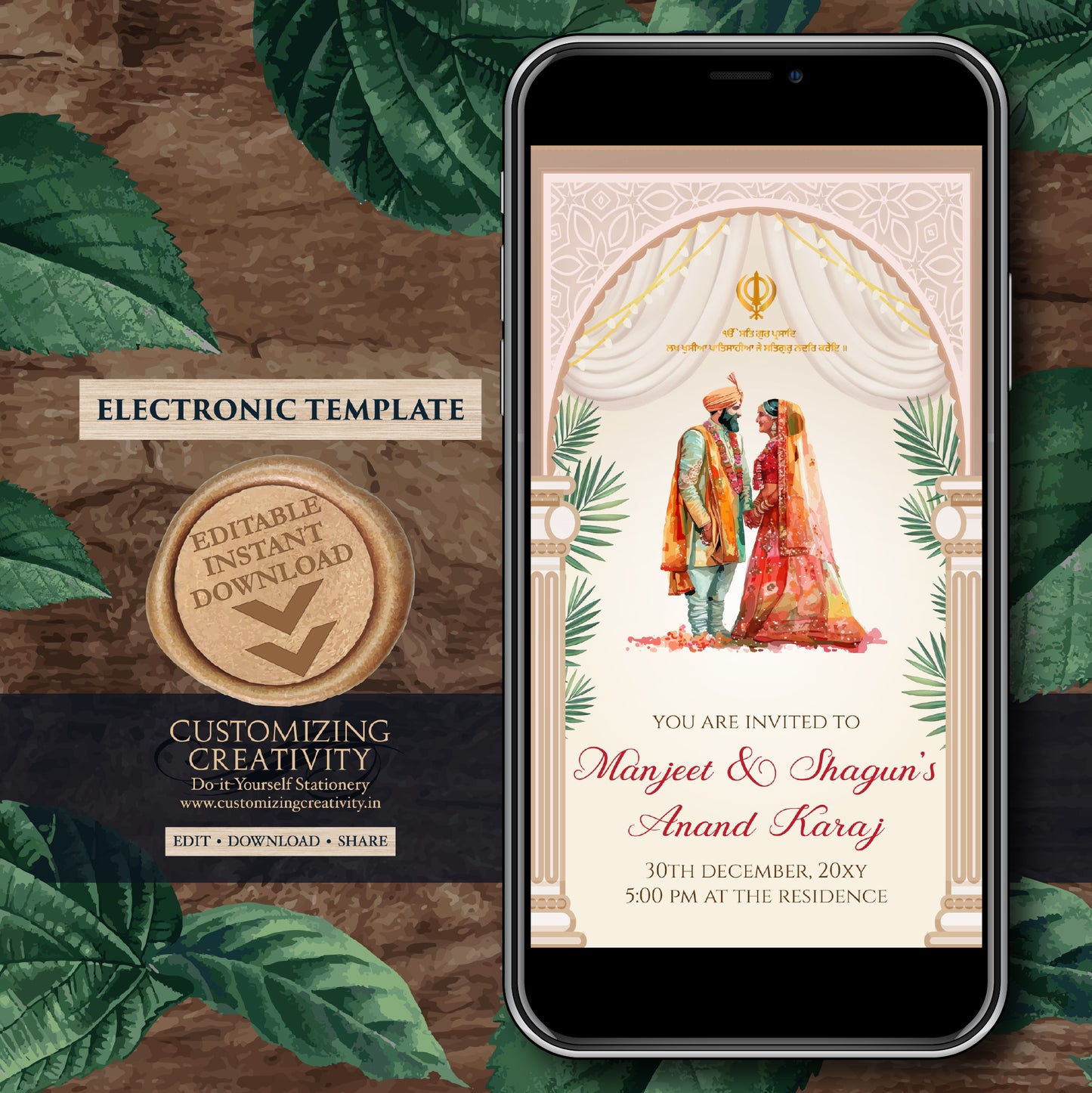 Sikh wedding invites Digital Punjabi invitations, Anand Karaj invitation & Sikh invites, Anand Karaj invitations Digital Sikh Wedding cards