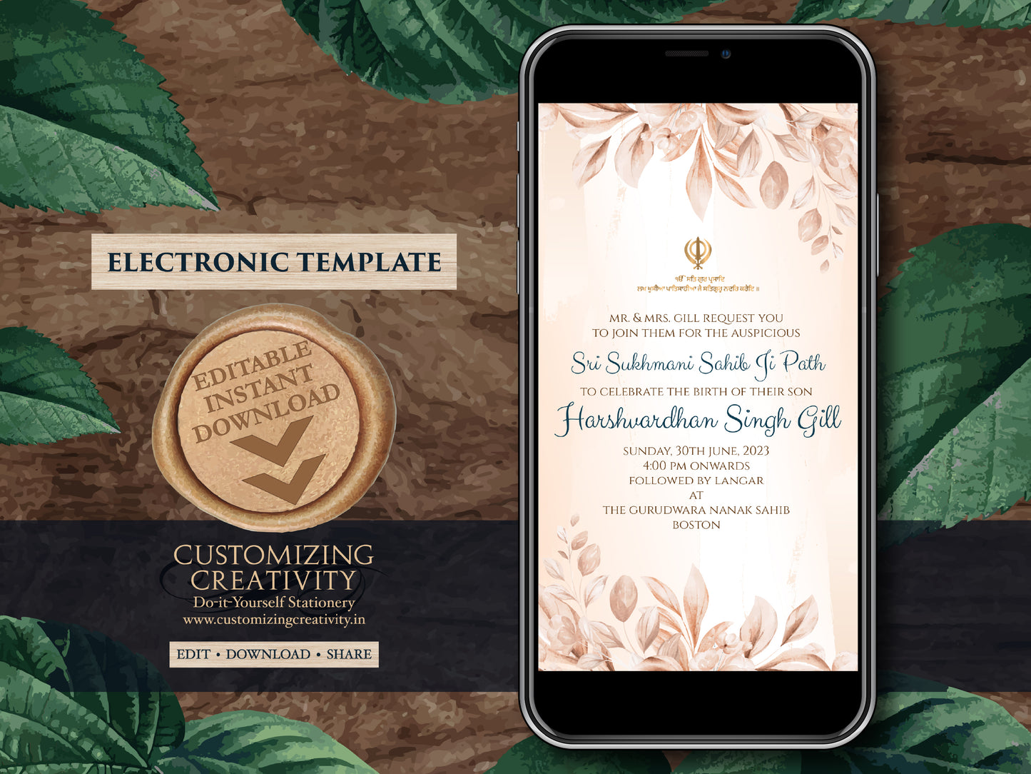 Sikh invitations for Path as Sikh Sukhmani Sahib Paath invitations, Sri Sukhmani Sahib Path invitations Sikh & Punjabi Wedding invitations