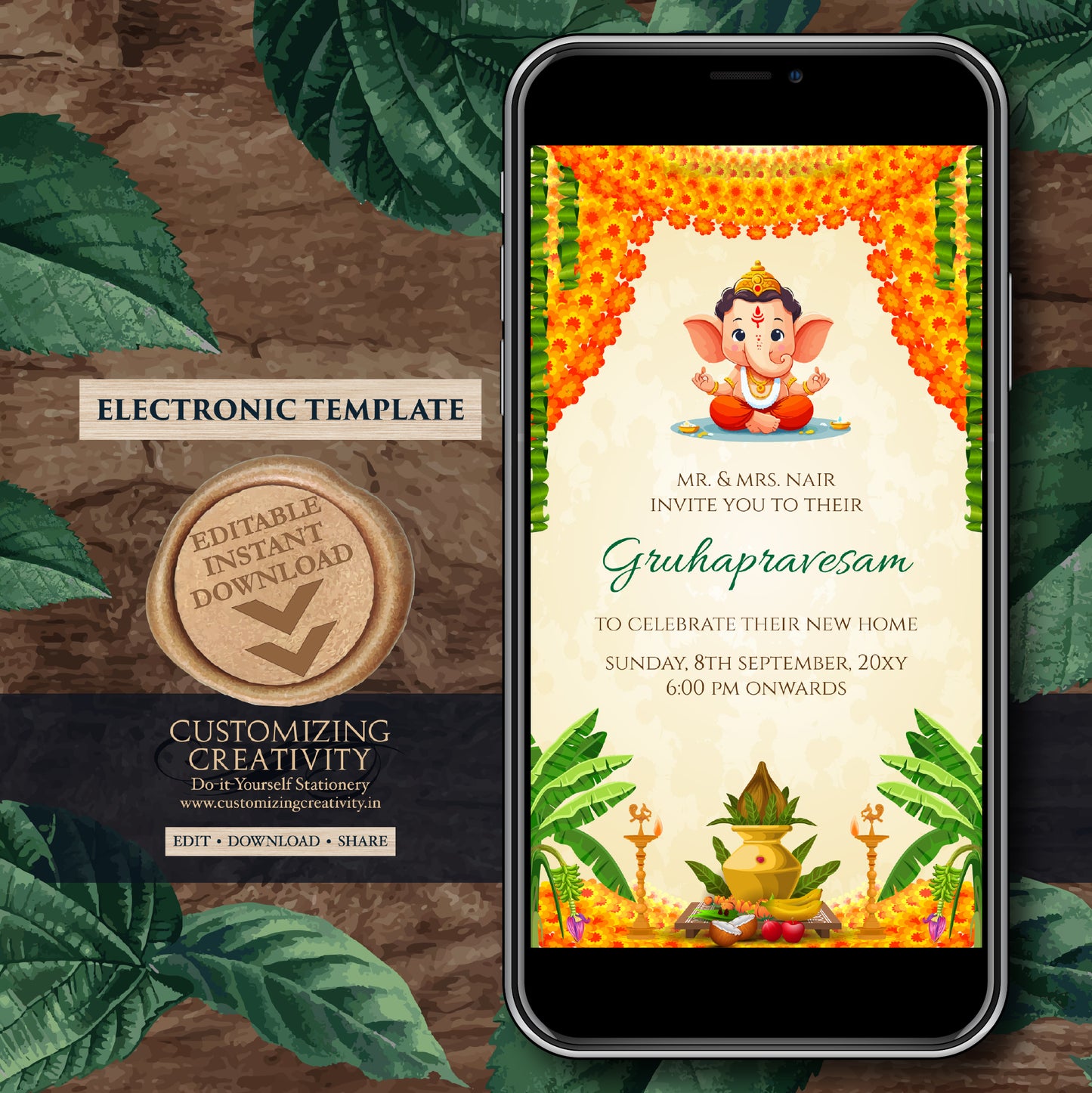 Gruhapravesham invite Grihapravesh invitation, Tamil Housewarming invite & Digital Indian Housewarming invitation Gruhapravesam invite