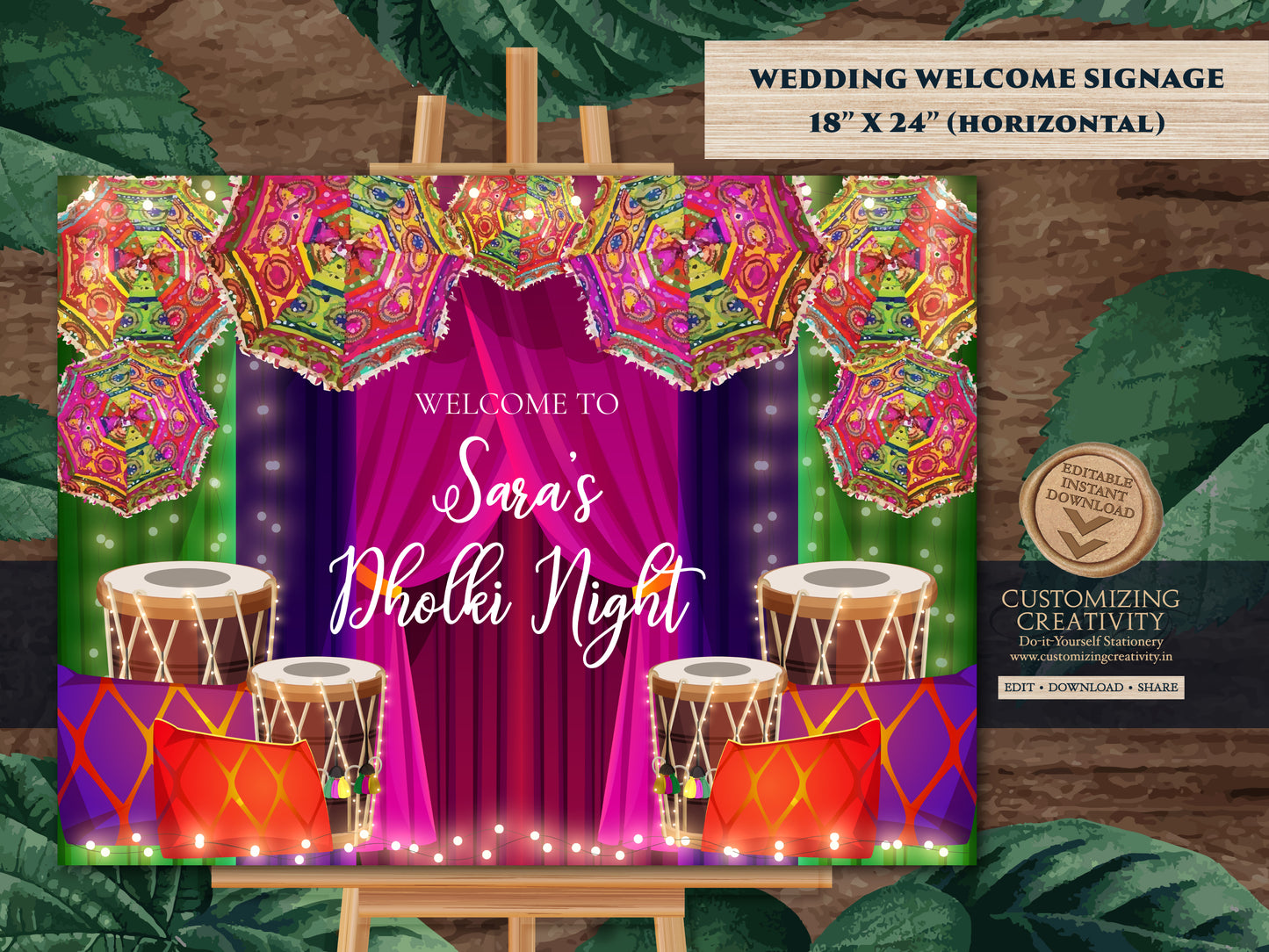 Muslim Dholki Decor signs & Dholki Night Signs, Dholki Welcome Signs as Dholak Welcome signs, Dholak Night signs as Punjabi Dholki signs