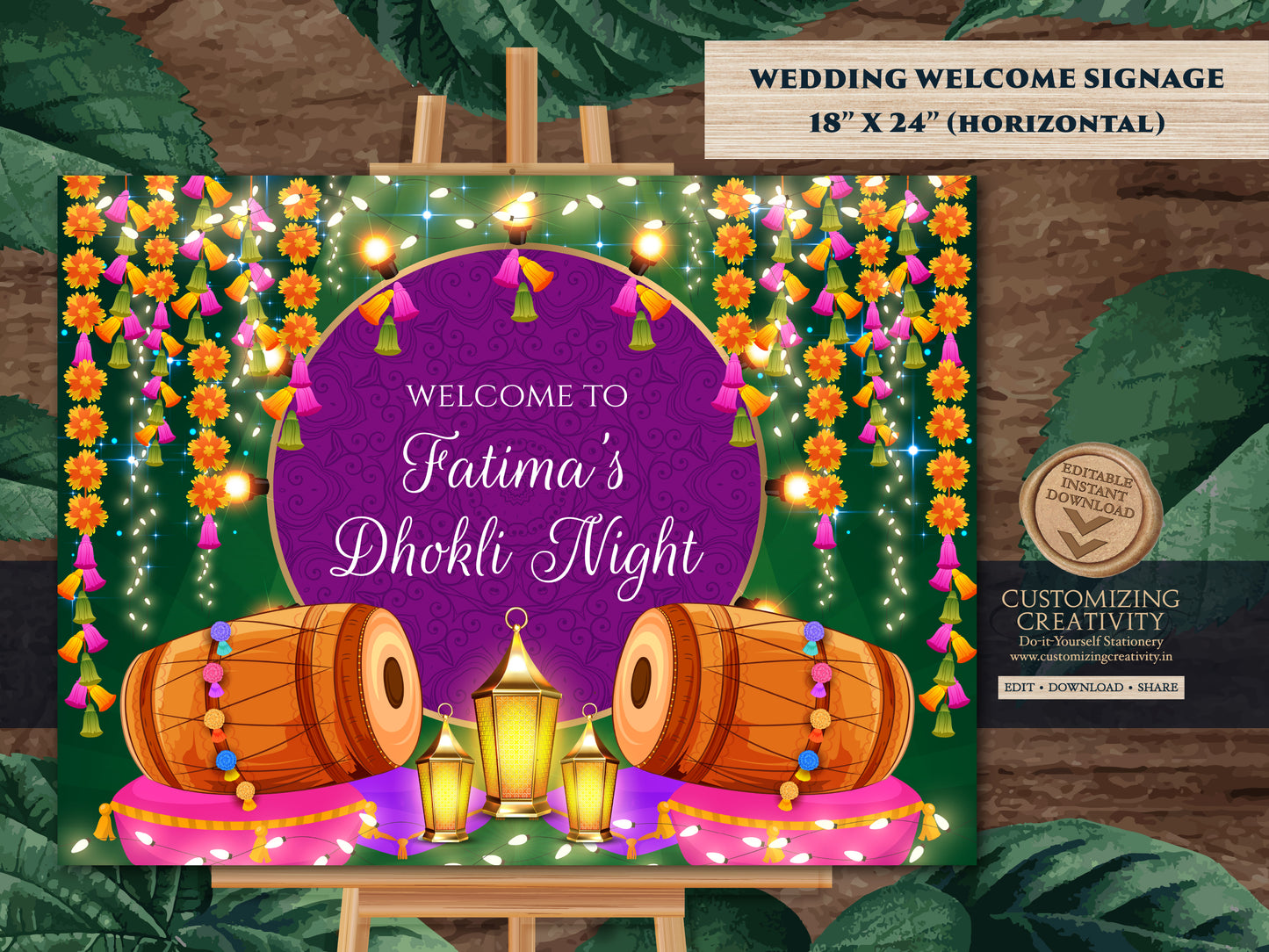 Dholki Welcome Sign as Dholki decor, Dholki Sign & Dholki decoration, Mehndi Welcome sign as Mehndi sign, Mendhi sign as Mendhi welcome sign