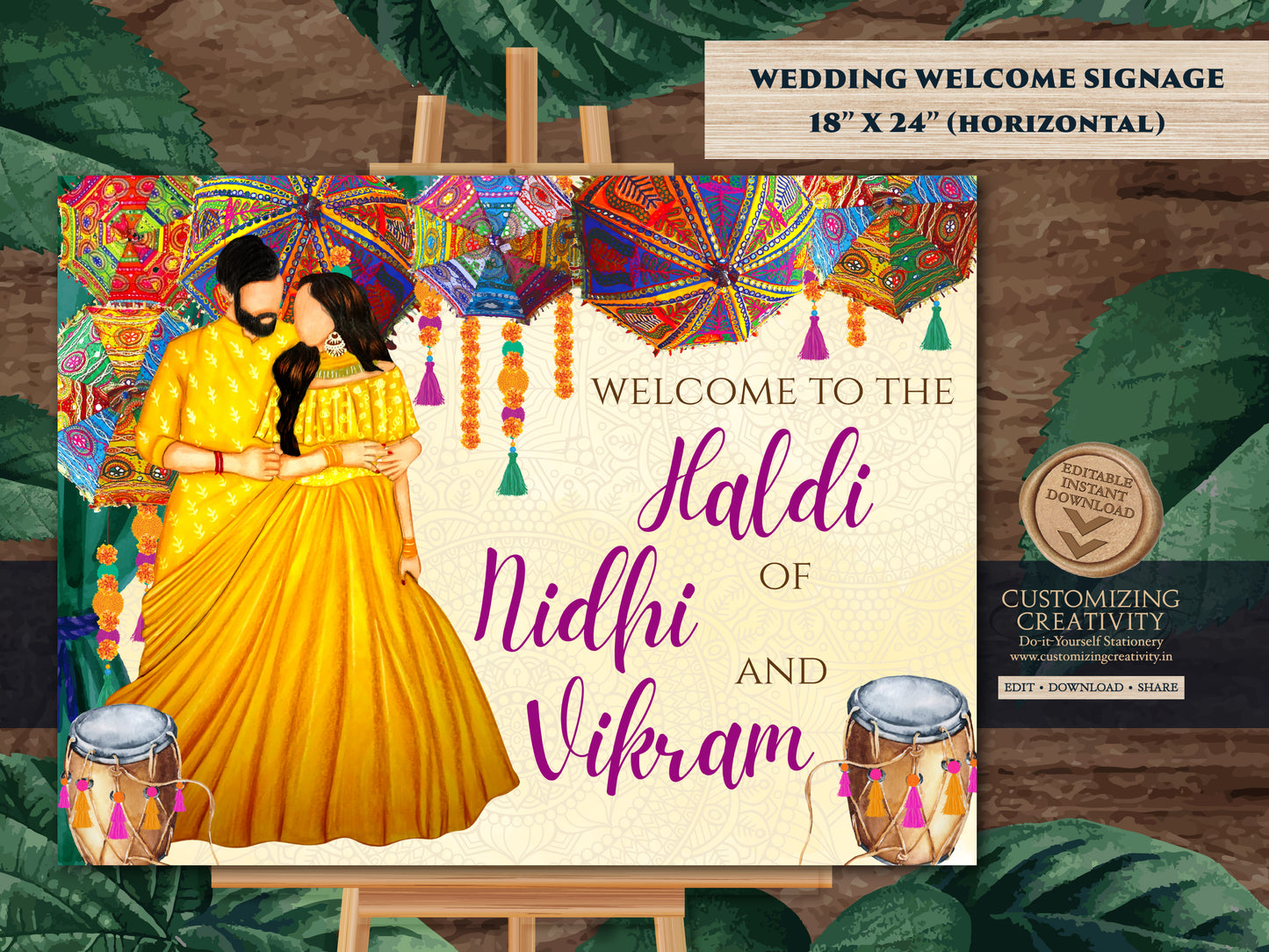 Couple Haldi signages & Pithi signages, Haldi decoration as Haldi decor sign, Holud signages, Welcome to Haldi Signs as Haldi Welcome Signs