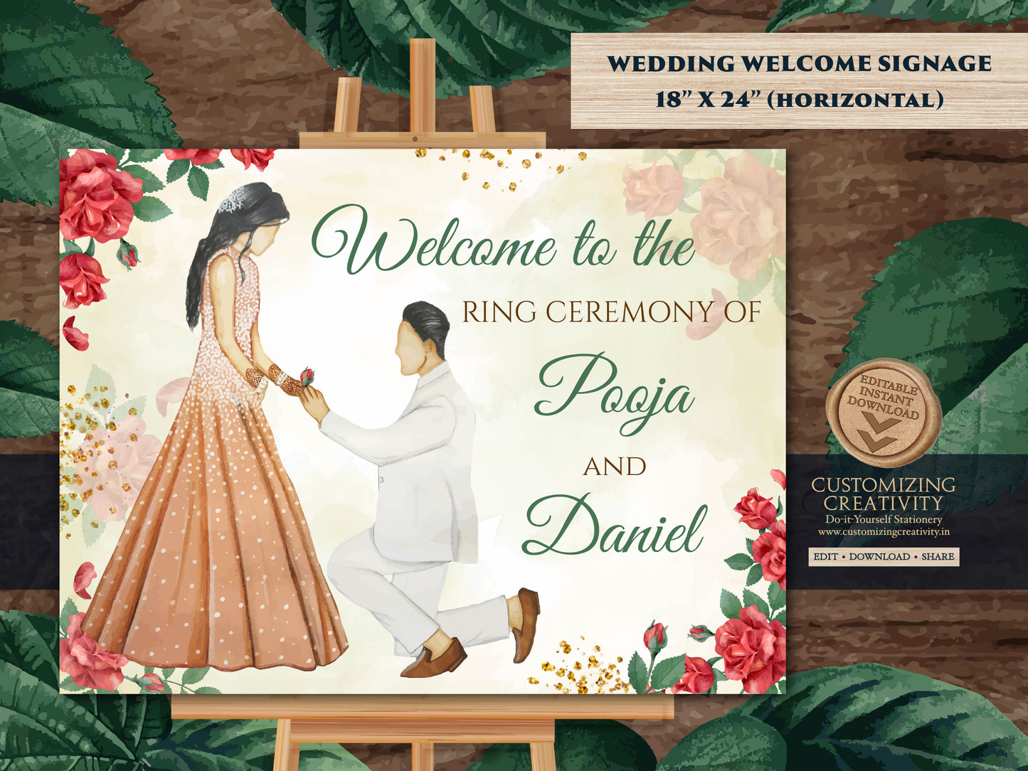 Welcome to our Engagement Sign & Indian Ring Ceremony Easel signage, Welcome board Engagement Welcome signage as Ring Ceremony Welcome Signs