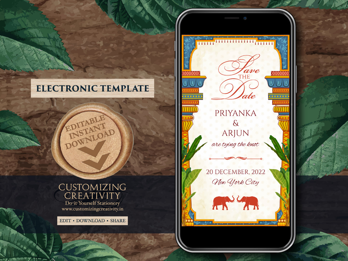South Indian Wedding Save the date as Digital Save the date Tamil Wedding, Kalyanam Save the dates Hindu & South Indian Save the Date Telugu