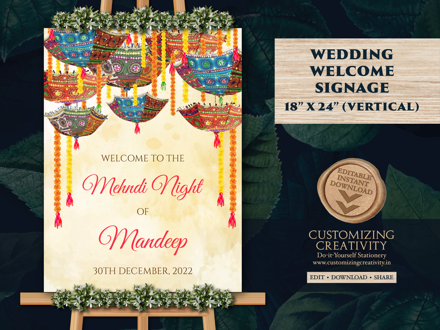 Indian decor sign Mendhi & Mendhi Welcome signs, Desi Wedding decorations Indian as Mehndi Welcome board, Mehndi Signs Umbrella Desi decor