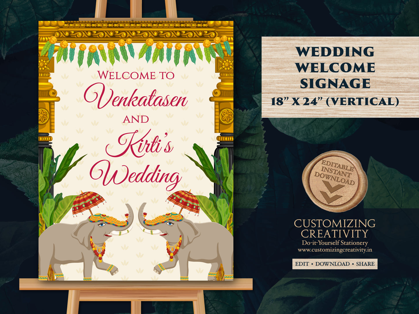 South Indian Wedding signs as Welcome Tamil Wedding signs, South Indian Welcome Signs as Kalyanam Welcome signs, South Indian Signs Wedding