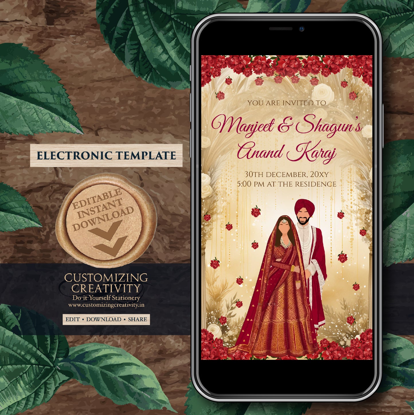 Sikh wedding invites Punjabi Wedding cards, Anand Karaj invitations & Digital Sikh invitations, Punjabi invitations as Anand Karaj invites
