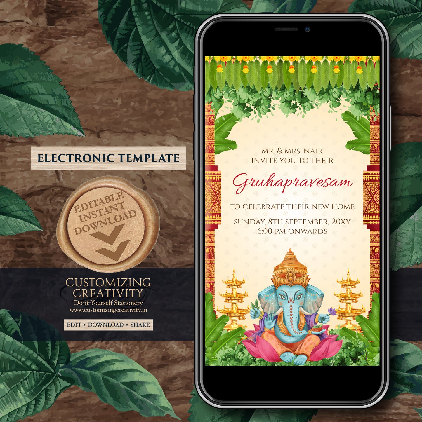 Gruhapravesam invite Grihapravesh invitation, Tamil Housewarming invite & Digital Indian Housewarming invitation Gruhapravesham invite