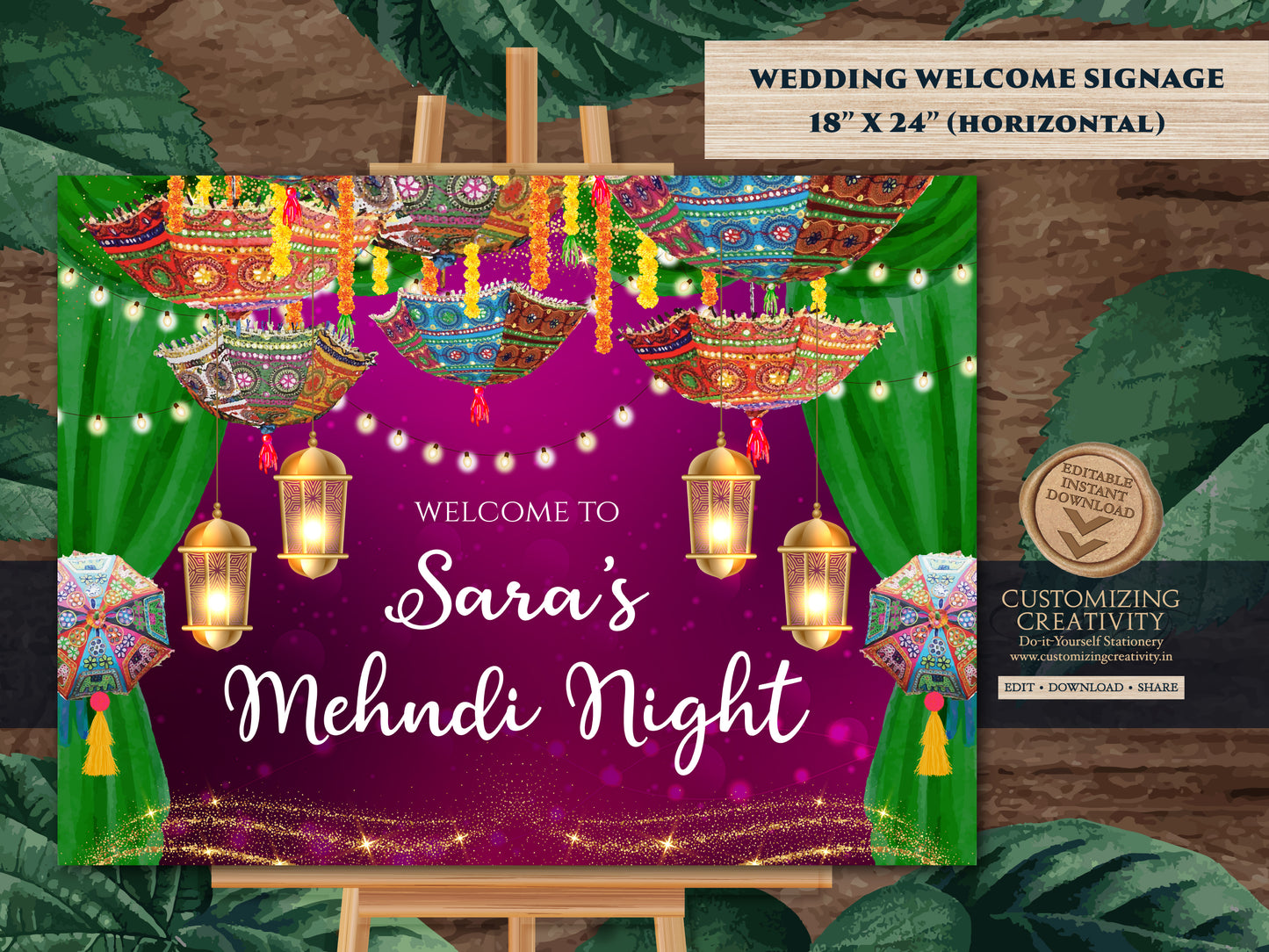 Indian Wedding Decor & Mehendi Welcome Signs, Mehndi Welcome Signs as Umbrella Mehndi Signs, Mehndi decor as Mendhi Signs, Mehndi Signboards