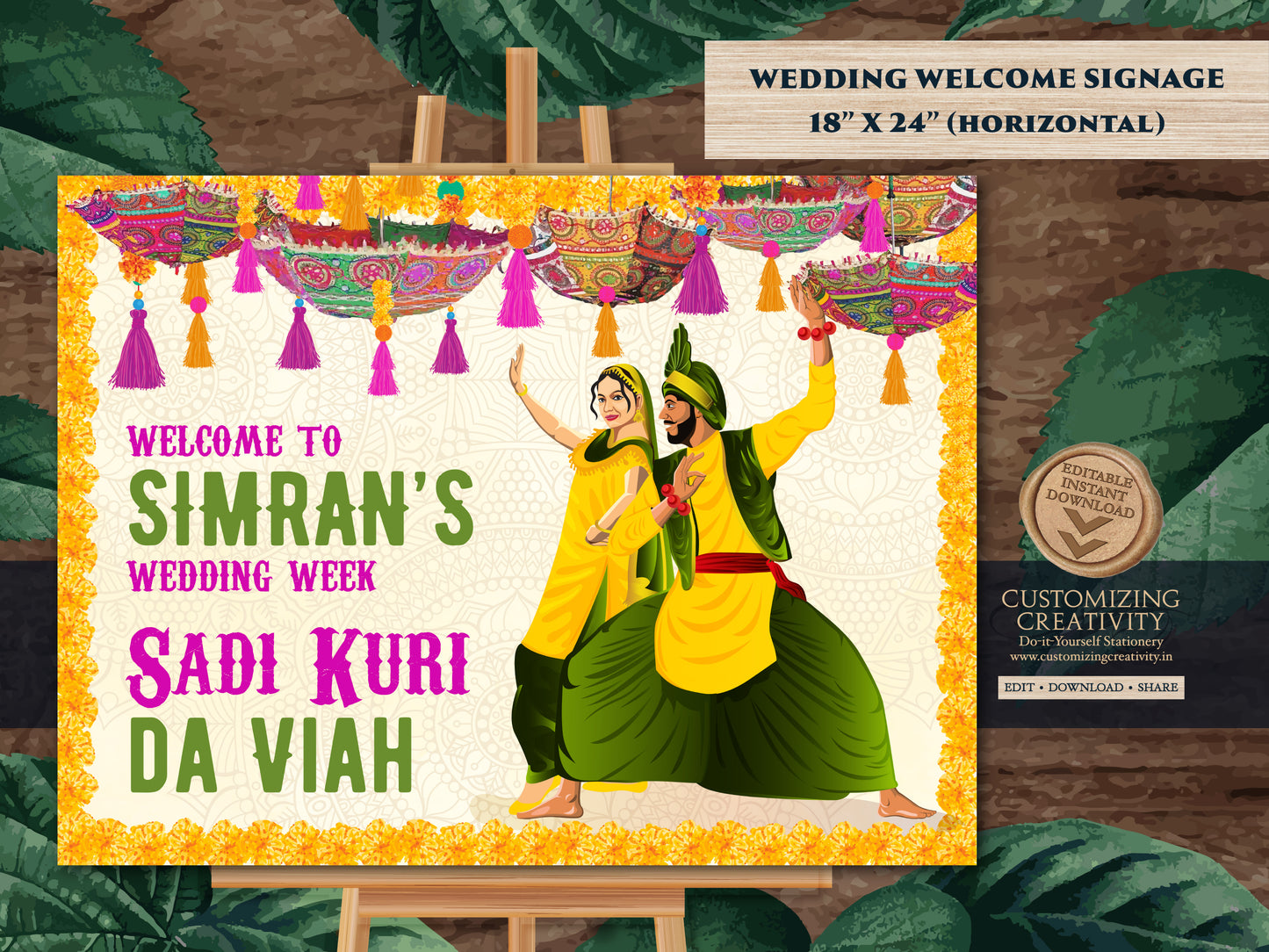 Sadi Kuri da Viah & Punjabi Wedding sign, Sikh Welcome sign as Sikh Wedding Welcome sign, Punjabi Welcome Home sign as Punjabi Welcome sign