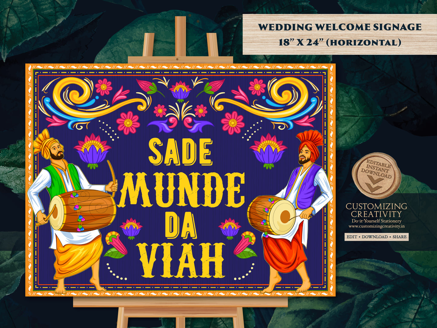 Sade Munde da Viah Punjabi Wedding sign, Viah wala ghar Sikh Wedding Welcome sign & Punjabi Welcome sign as Punjabi Wedding welcome sign