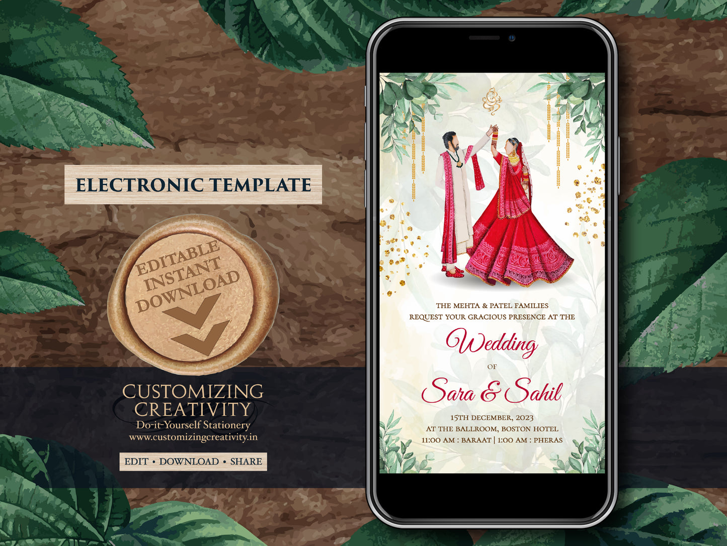 Hindu invitations as Hindu wedding invites, Indian Wedding cards & Indian invitations, Indian Wedding invites as Digital Hindu Wedding cards