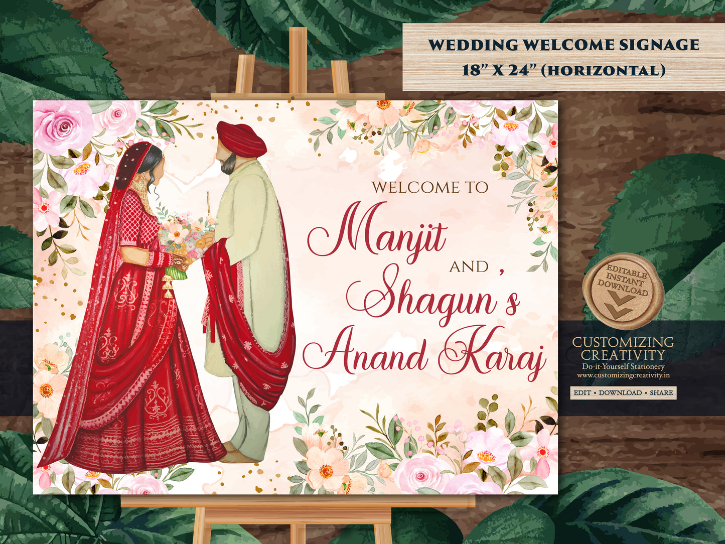 Anand Karaj Signs, Sikh Welcome Signs & Sikh Wedding Welcome Signs as Anand Karaj Welcome sign, Welcome Anand Karaj as Sikh ceremony signs
