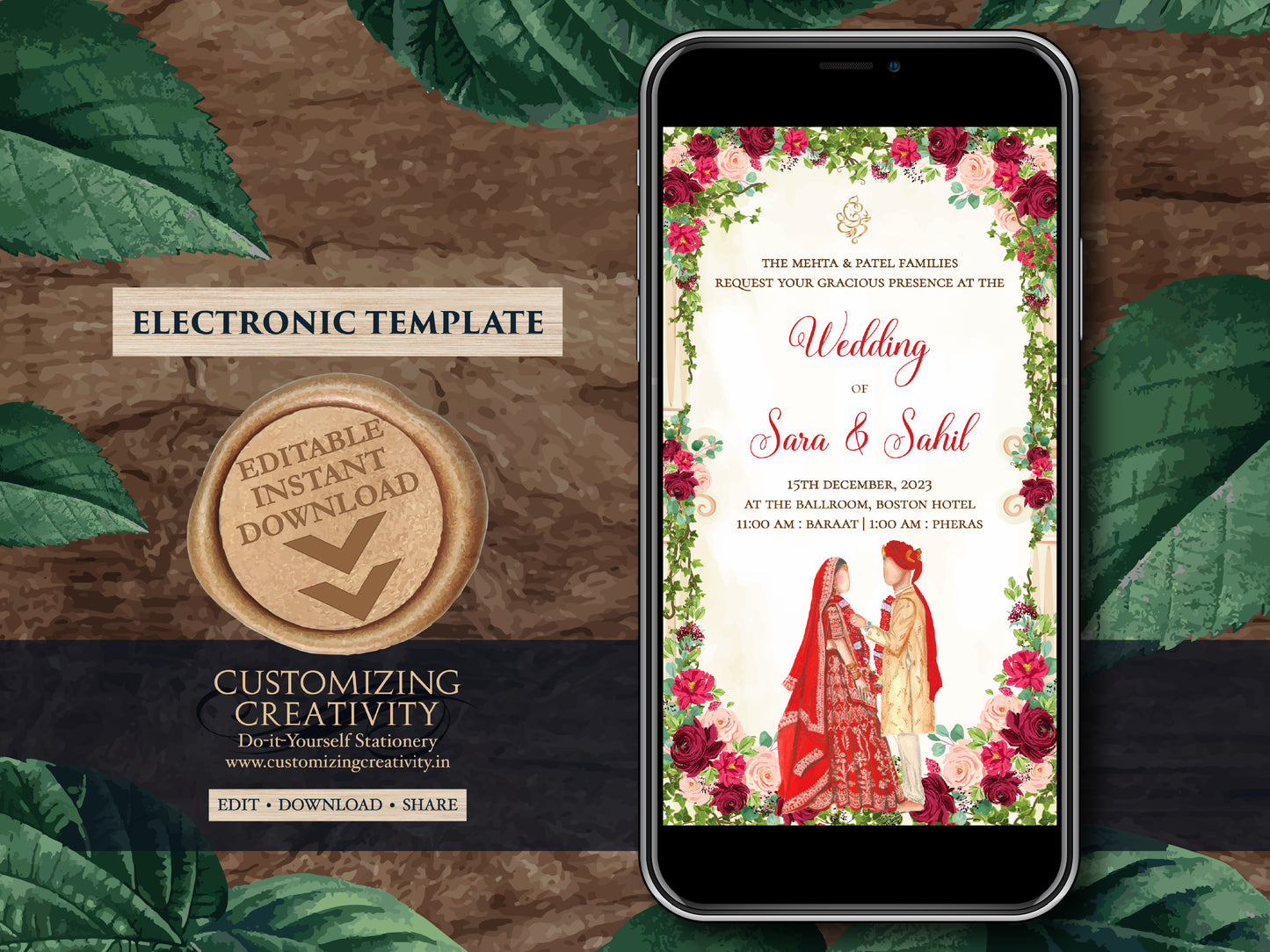 Digital Indian Wedding cards & Indian invitations, Indian Wedding invites as Hindu Wedding cards, Hindu invitations as Hindu wedding invites