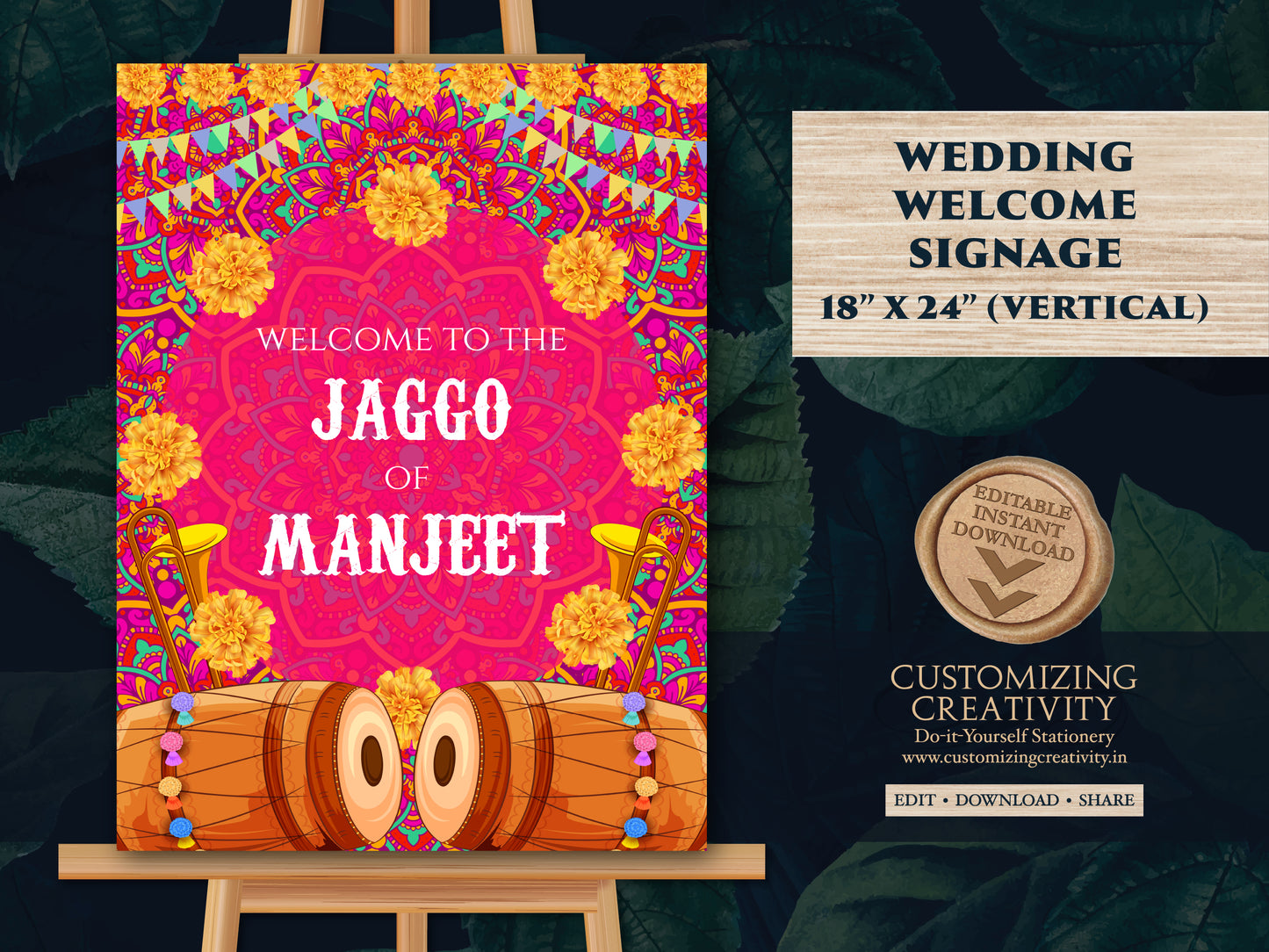 Jaggo Welcome sign as Jaggo sign, Jago Welcome Sign as Jago signs, Punjabi Wedding sign as Jaggo party sign, Welcome to Jaggo as Jago poster