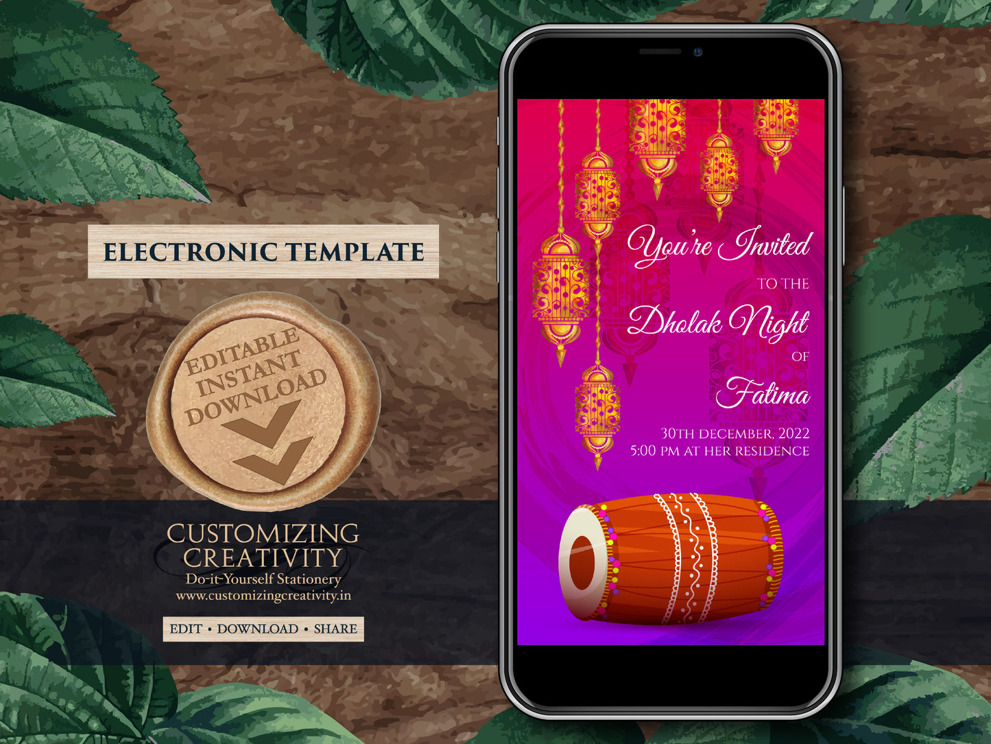 Muslim Dholki invitations, Dholak invitation & Dholki Invites Digital as Dholak night invitations Muslim, Pakistani Dholak invite electronic