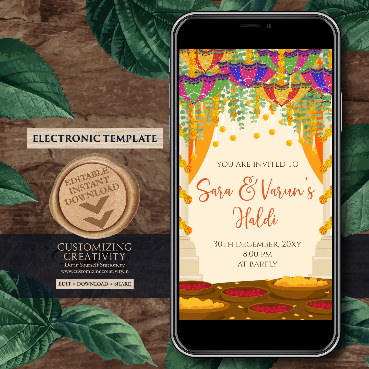 Pithi invitations Mayoun invitations, Haldi invites Digital Haldi invitations & Mehndi invitations, Digital Mayoun invites as Pithi invites