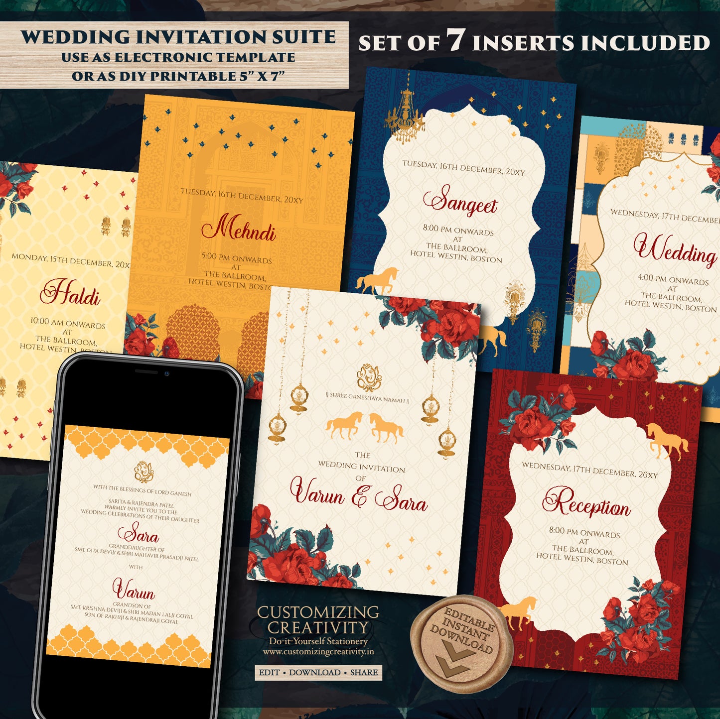 Indian wedding invite Digital Hindu Wedding card, Indian Wedding invitation as Indian wedding card, Hindu invitation as Hindu wedding invite