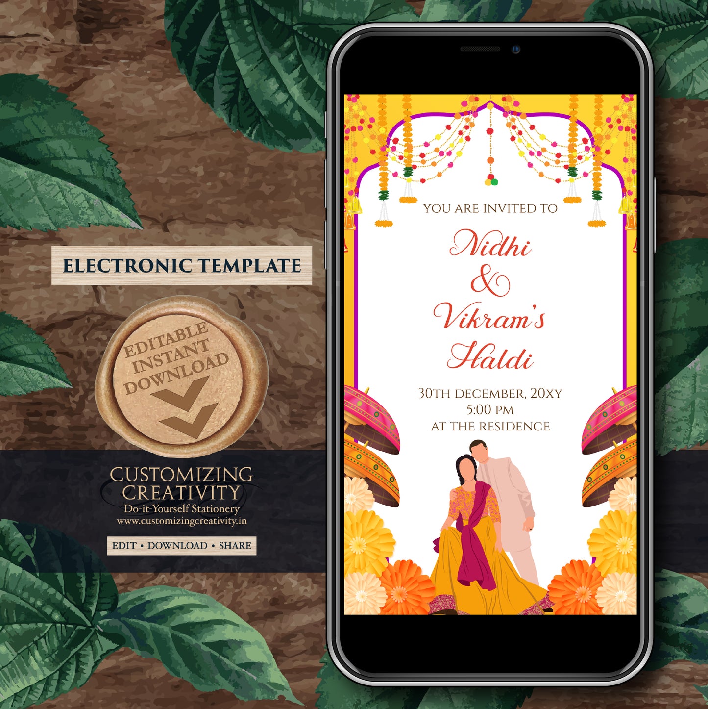 Haldi invitations Digital Haldi invites, Mayoun invitations & Mehndi invitations, Digital Mayoun invites as Dholki invitations Mehndi invite
