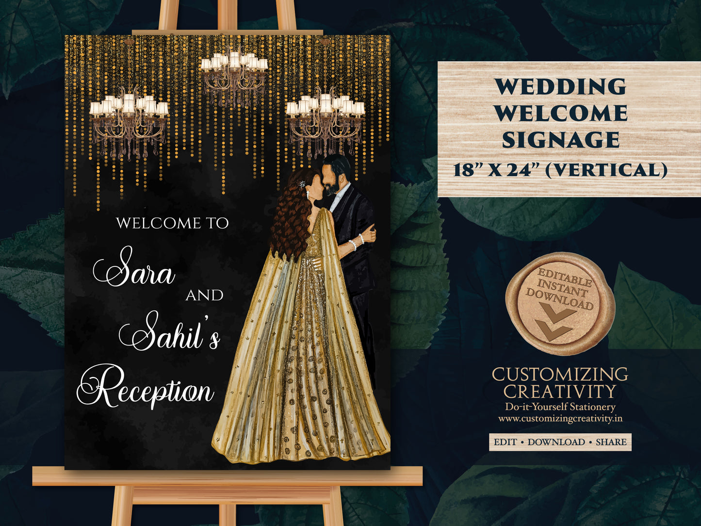 Indian Reception sign & Indian Wedding Reception sign, Indian Reception Welcome signs as Welcome to Reception sign, Indian Reception signage